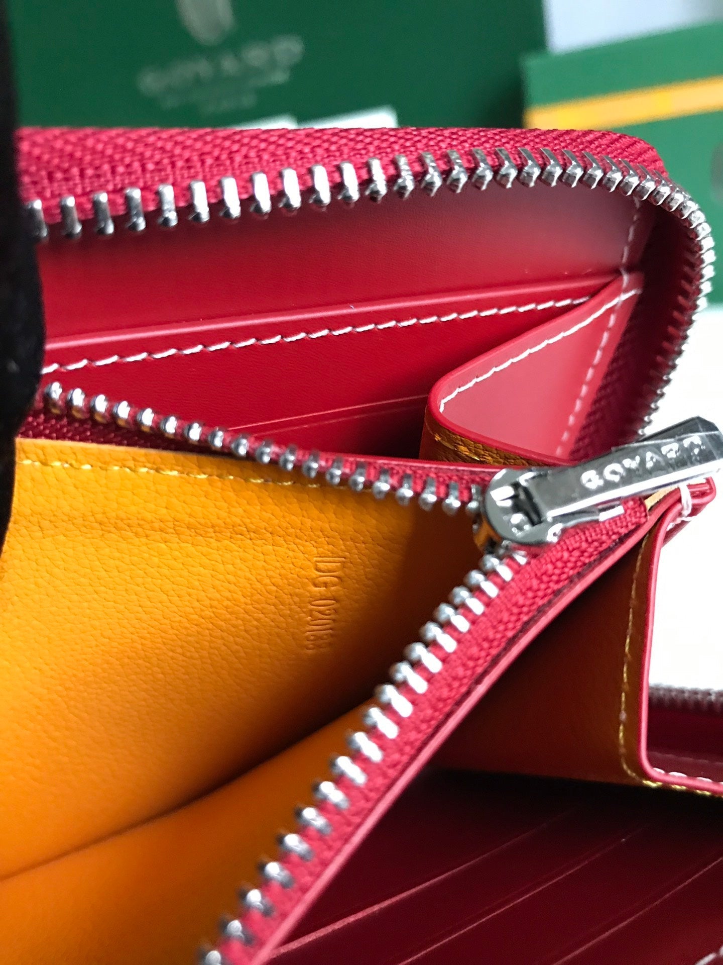 Goyard Matignon GM Wallet 20cm Red Canvas & Calfskin
