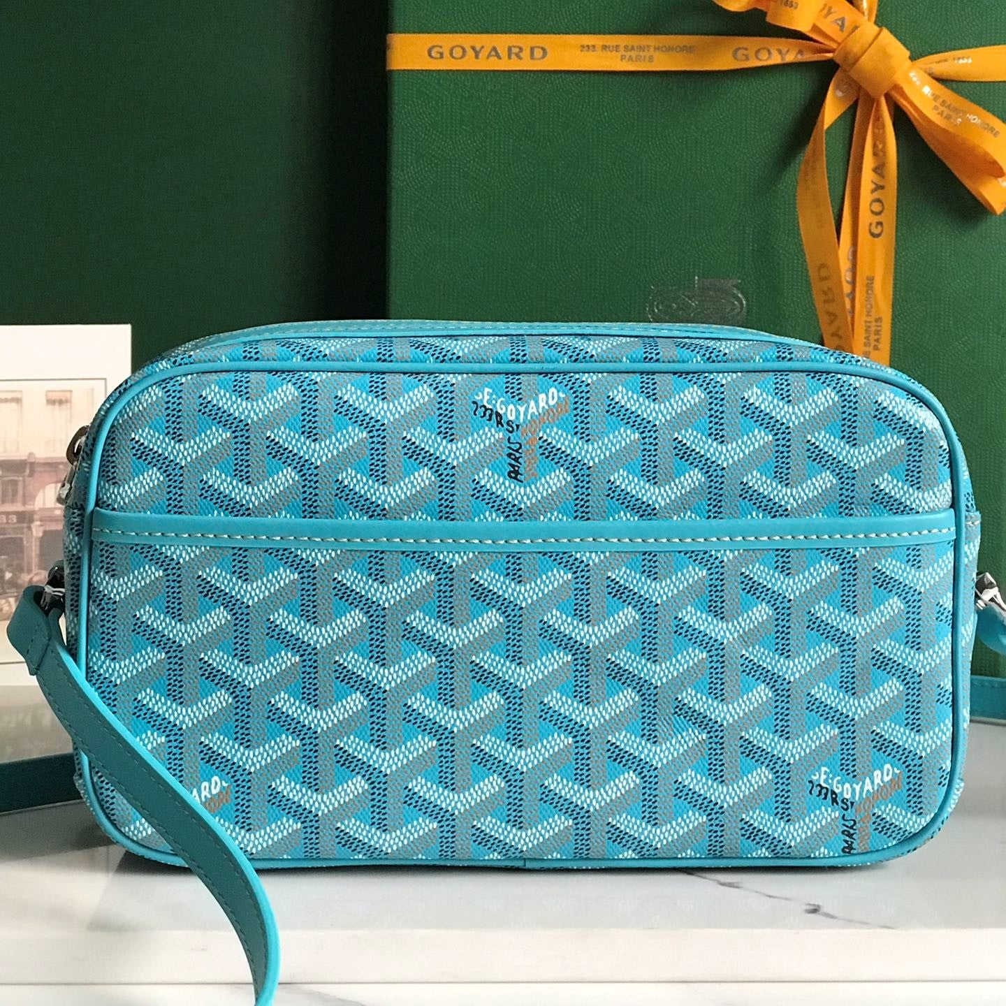Goyard Cap-Vert Camera Bag Light Blue Calfskin Canvas 290861