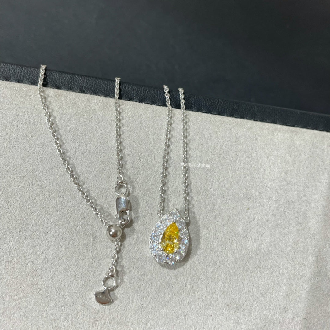 Graff Icon Pear Shape Yellow and White Diamond Pendant Necklace Sliver