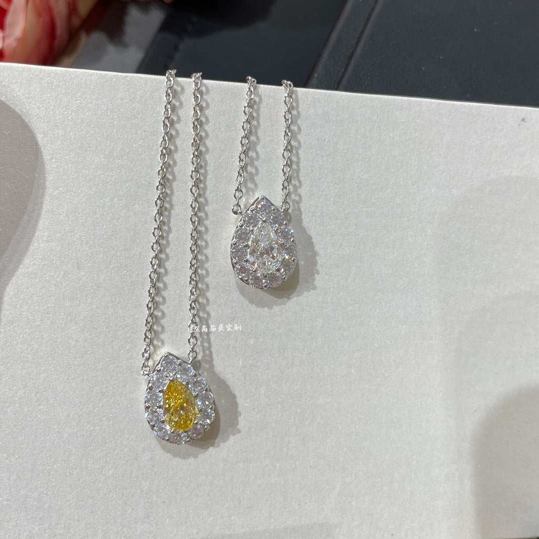 Graff Icon Pear Shape Yellow and White Diamond Pendant Necklace Sliver