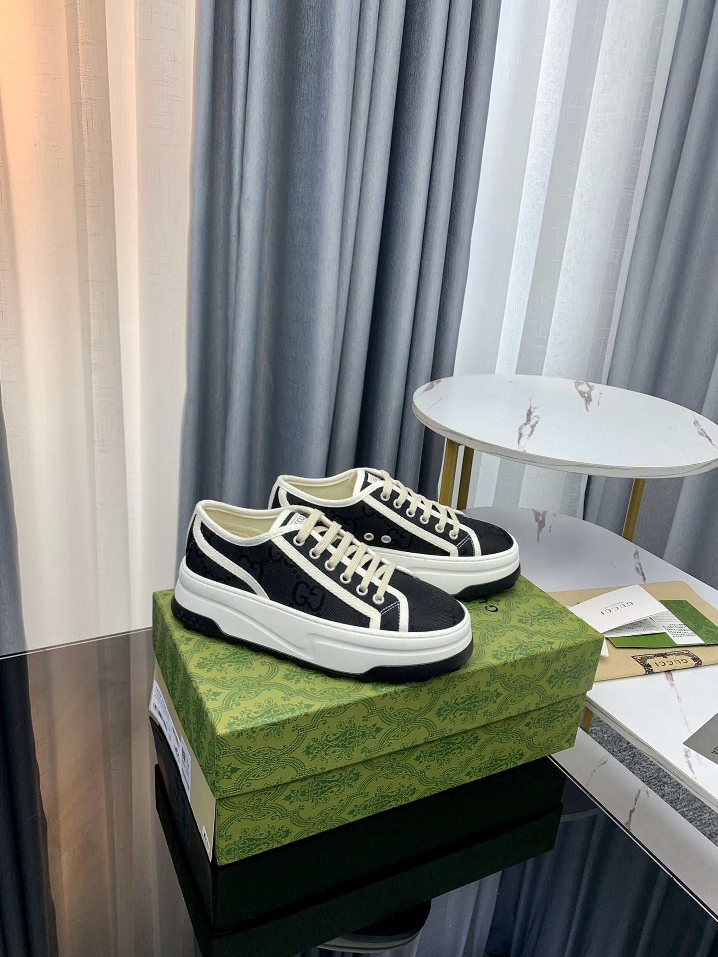 GG SNEAKER FLATFORM BLACK CANVAS