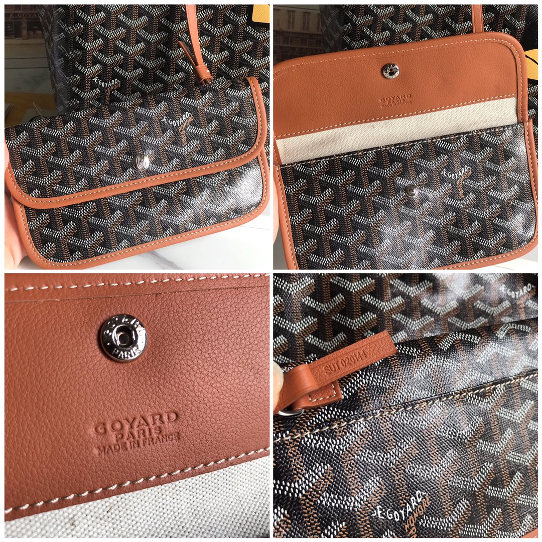 Goyard Hulot Saint Louis PM Bag 39cm Black Tan Canvas & Calfskin
