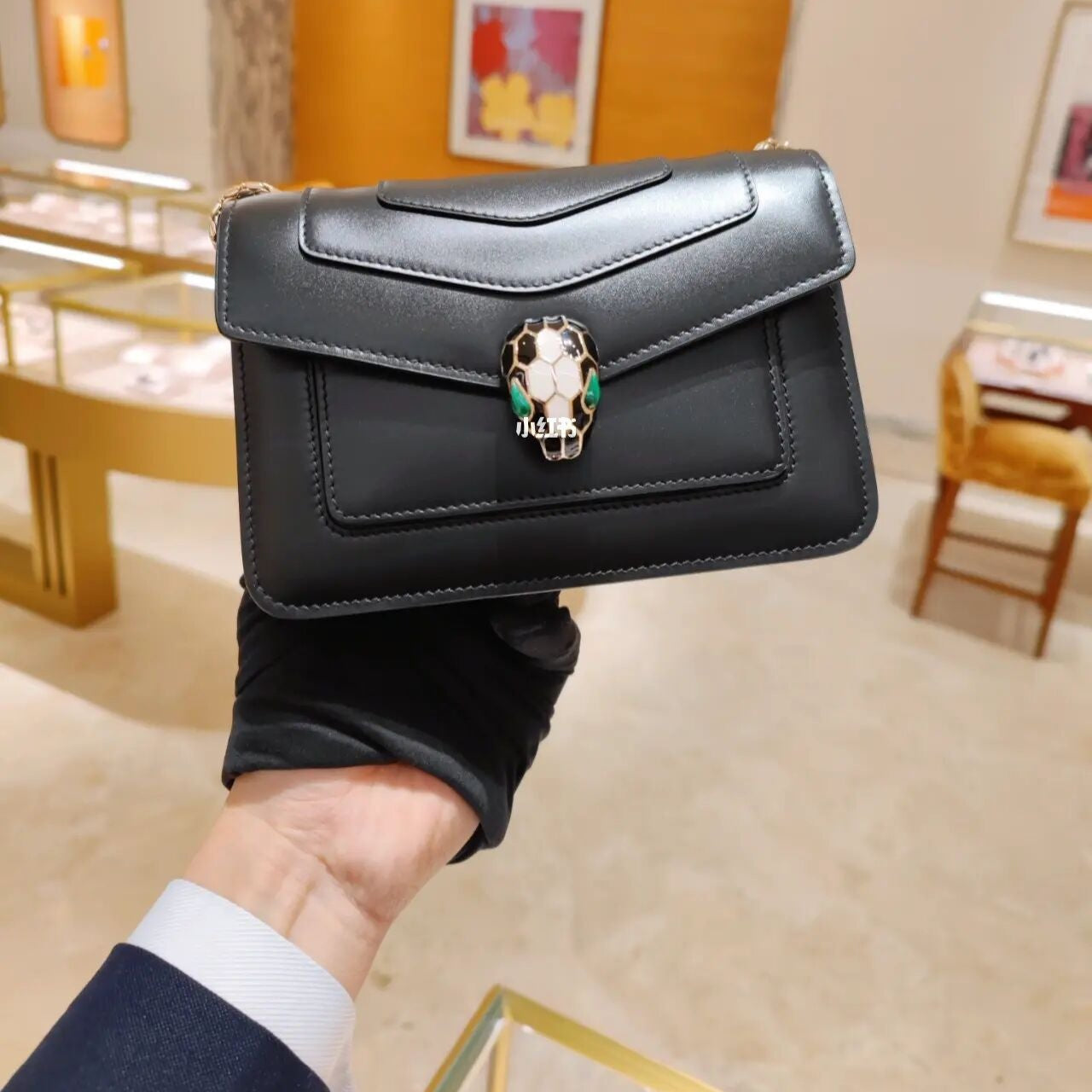 BVL Serpenti Forever Shoulder Bag 19cm Black Cowhide GHW 188654