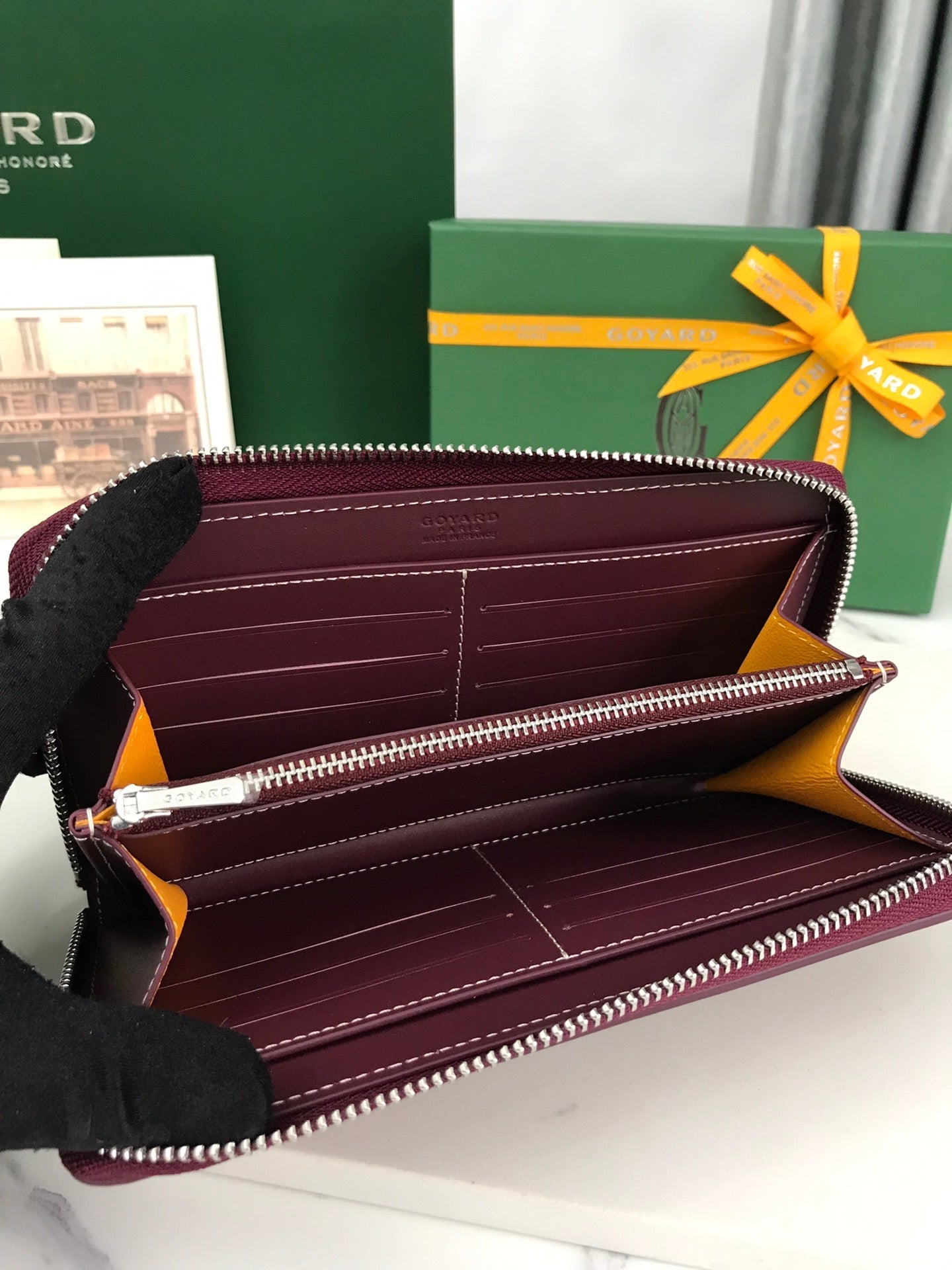 Goyard Matignon GM Wallet 20cm Burgundy Canvas & Calfskin