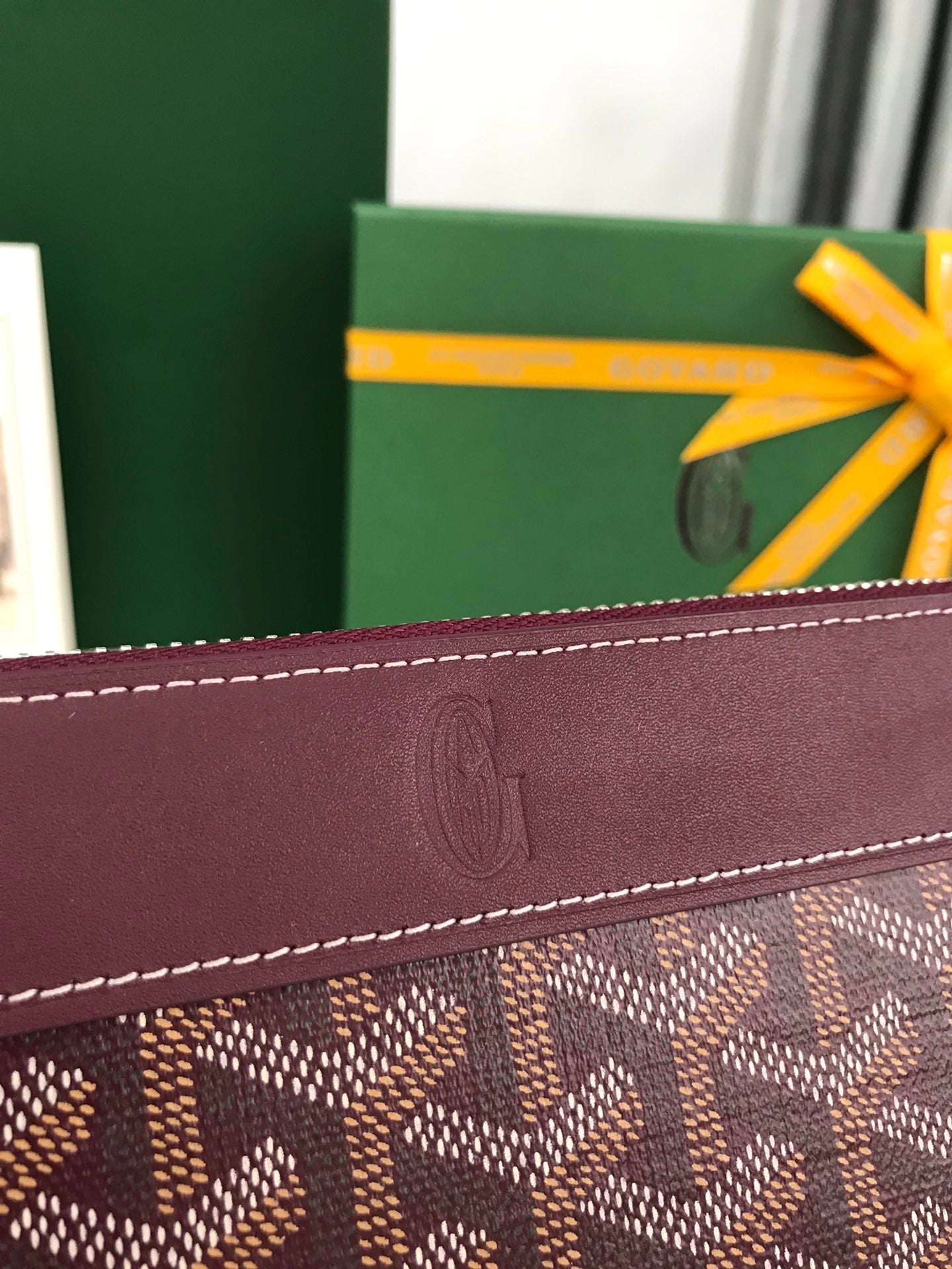 Goyard Matignon GM Wallet 20cm Burgundy Canvas & Calfskin