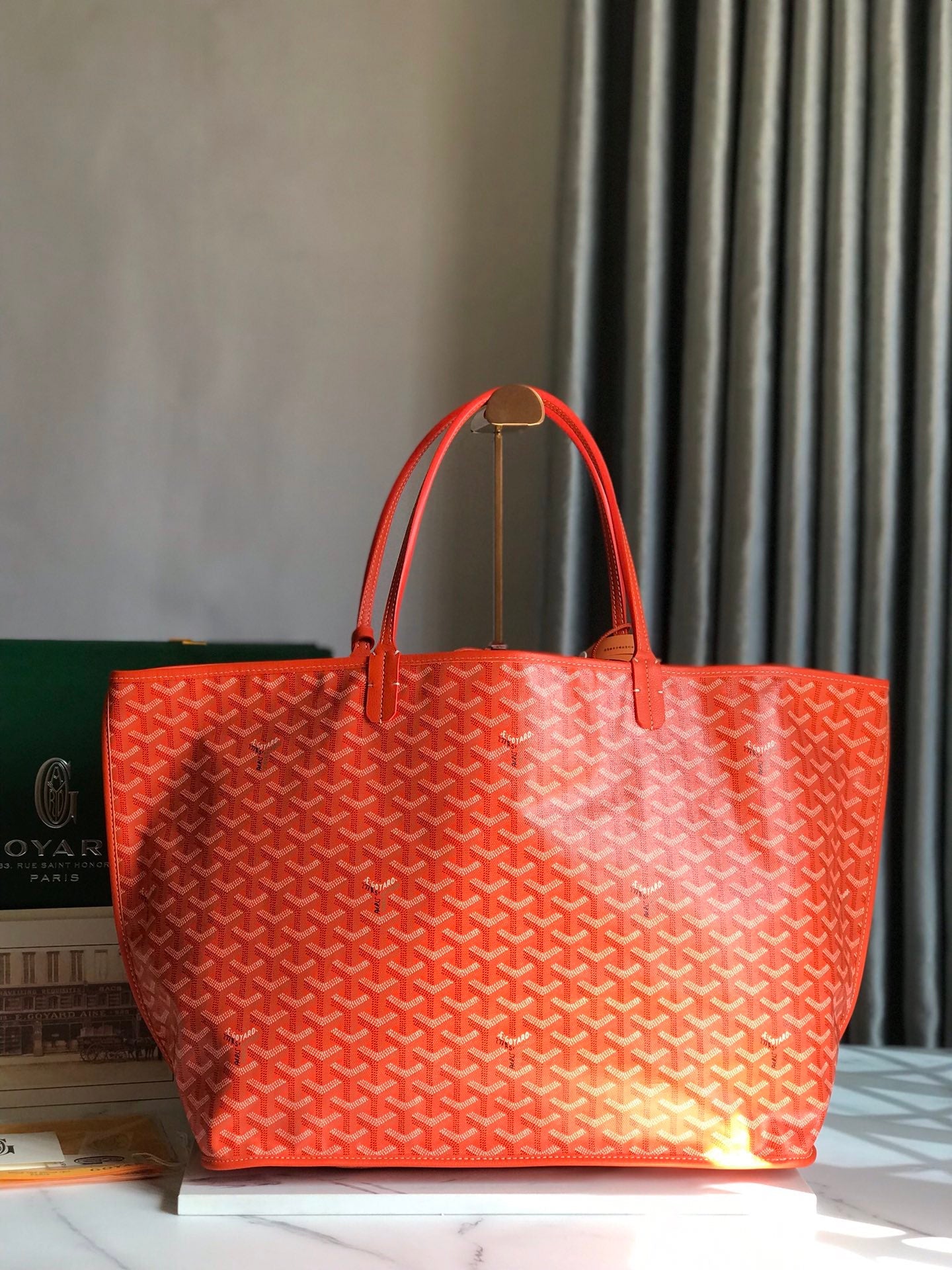 Goyard Anjou GM Bag 39cm Orange Calfskin Goyardine Canvas 290827