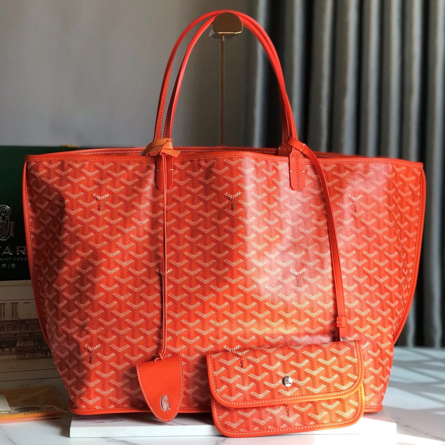 Goyard Anjou GM Bag 39cm Orange Calfskin Goyardine Canvas 290827