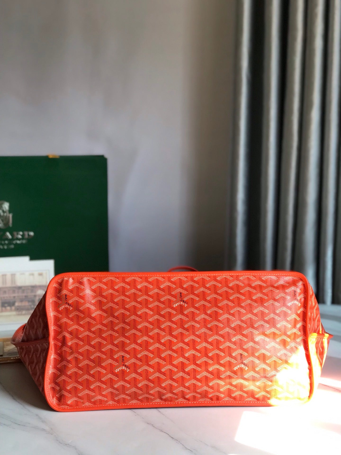 Goyard Anjou GM Bag 39cm Orange Calfskin Goyardine Canvas 290827