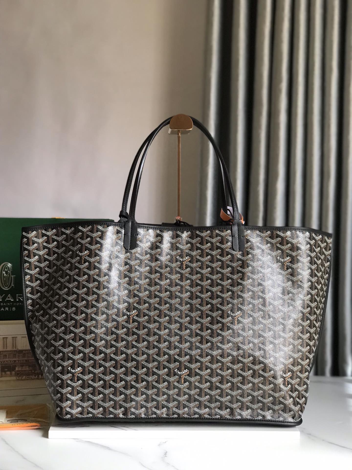 Goyard Anjou GM Bag 39cm Black Calfskin Goyardine Canvas 290817