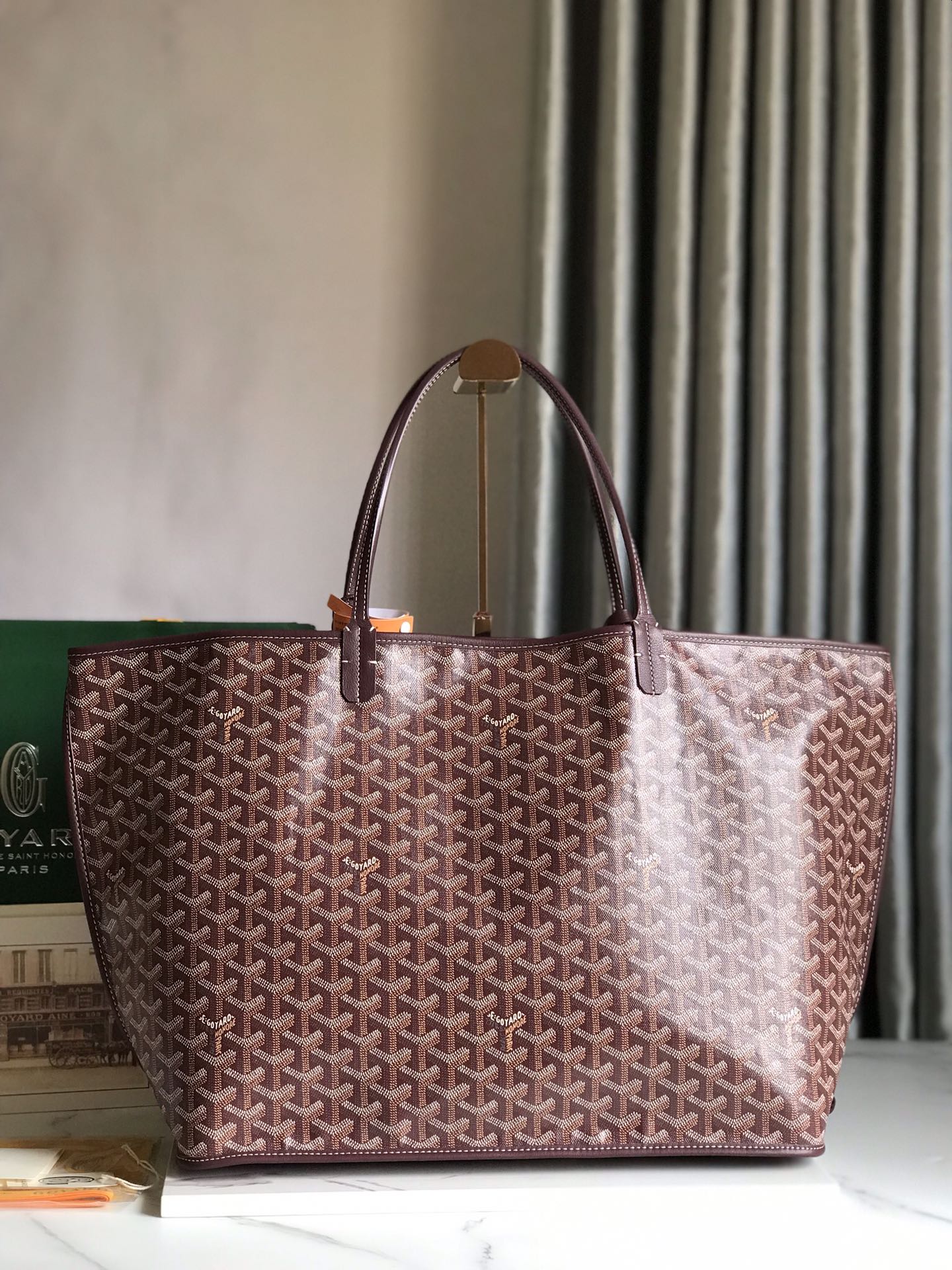 Goyard Anjou GM Bag 39cm Burgundy Calfskin Goyardine Canvas 290823