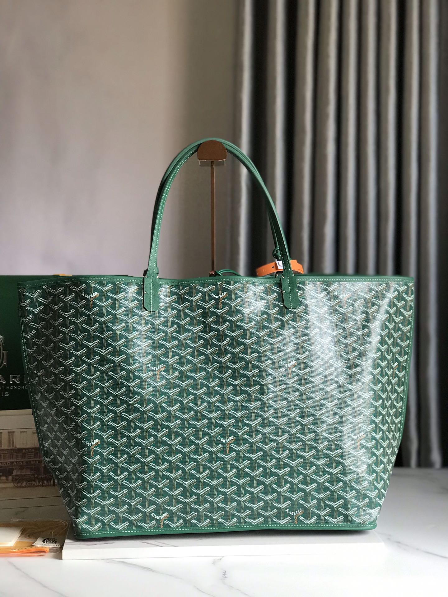 Goyard Anjou GM Bag 39cm Green Calfskin Goyardine Canvas 290825