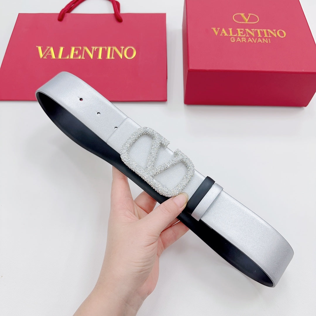 Garavani Reversible VLogo Signature Belt 40mm Black Sliver Leather 127709