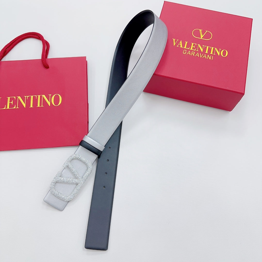 Garavani Reversible VLogo Signature Belt 40mm Black Sliver Leather 127709