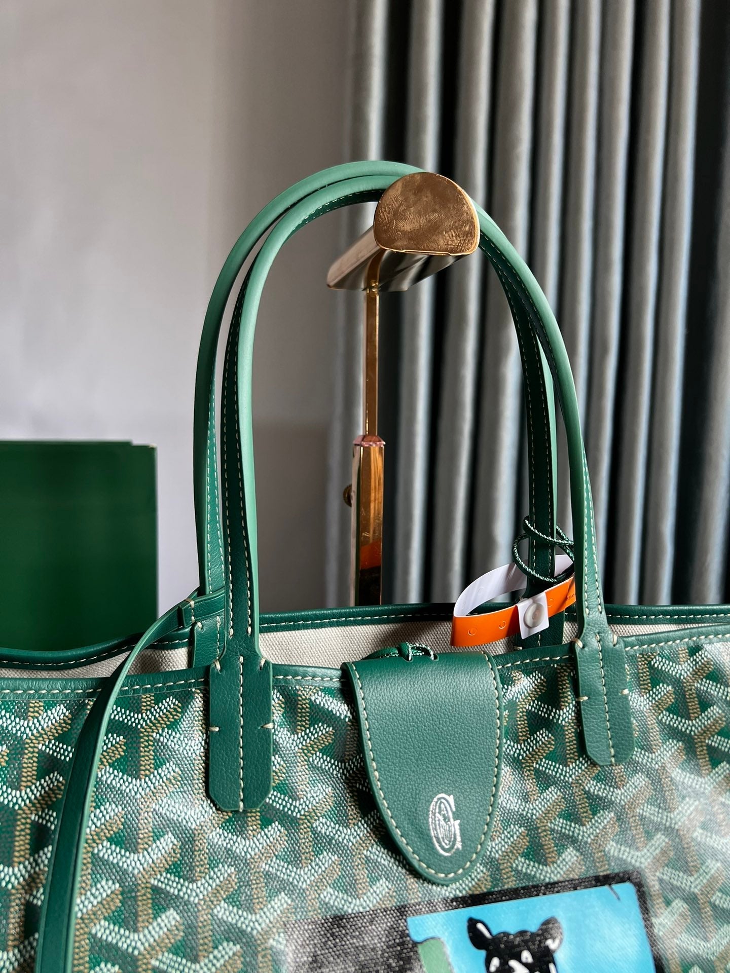Goyard Hulot Saint Louis PM Bag 34cm Green Canvas & Calfskin