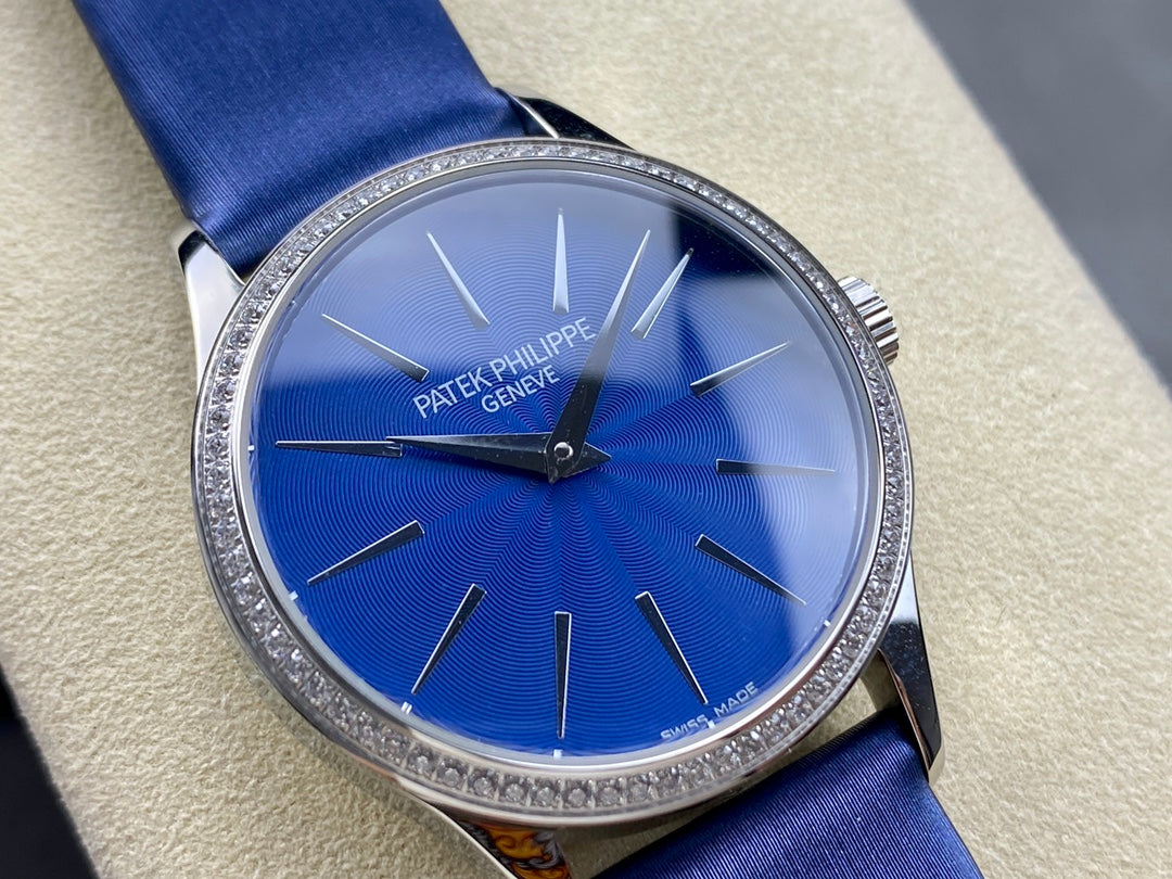 PATEK Calatrava 33mm Silver Blue Dial
