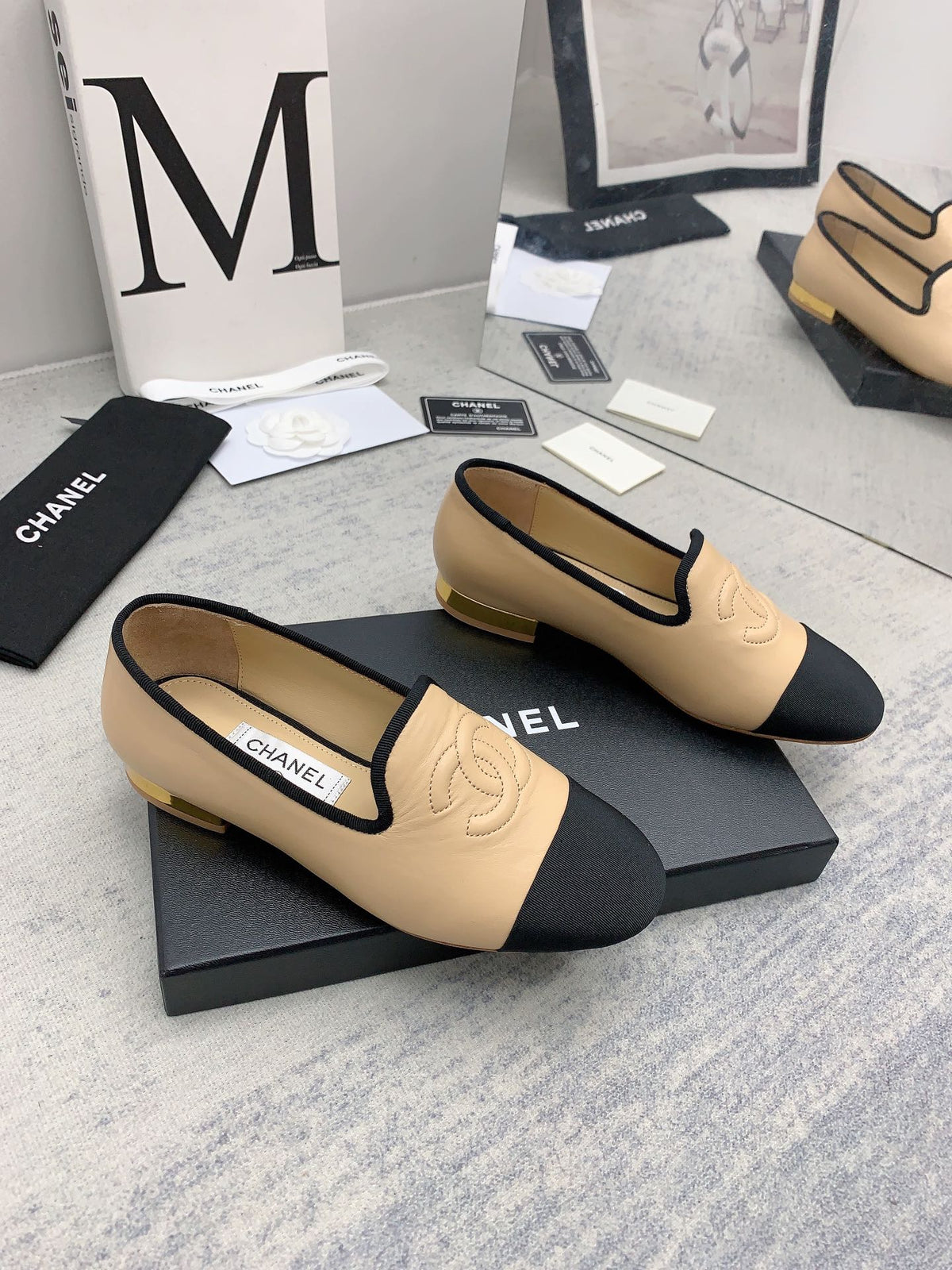 CC 26s Loafers Black Lambskin Grosgrain 159943