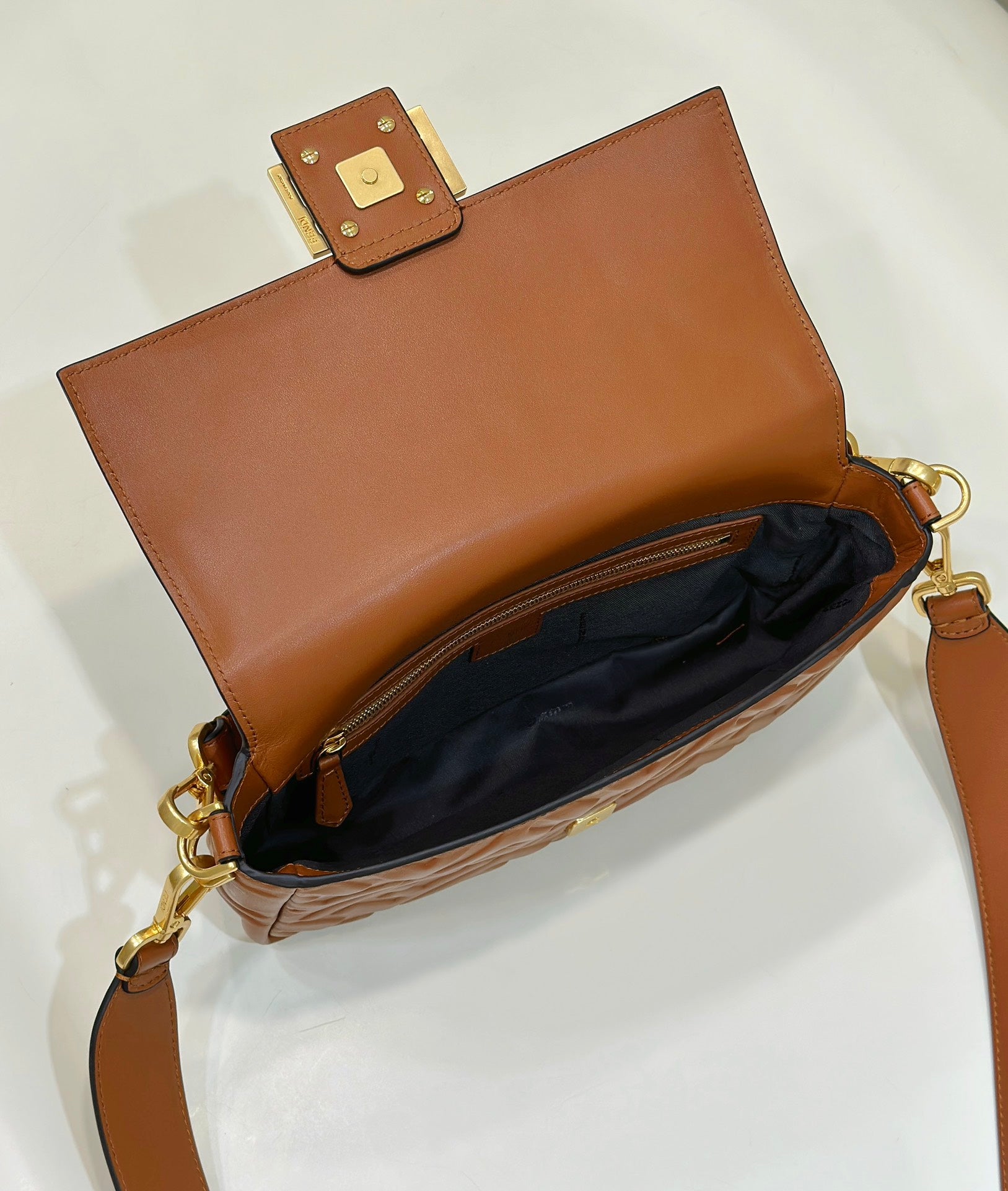 Baguette 27cm Brown Lambskin Gold Hardware