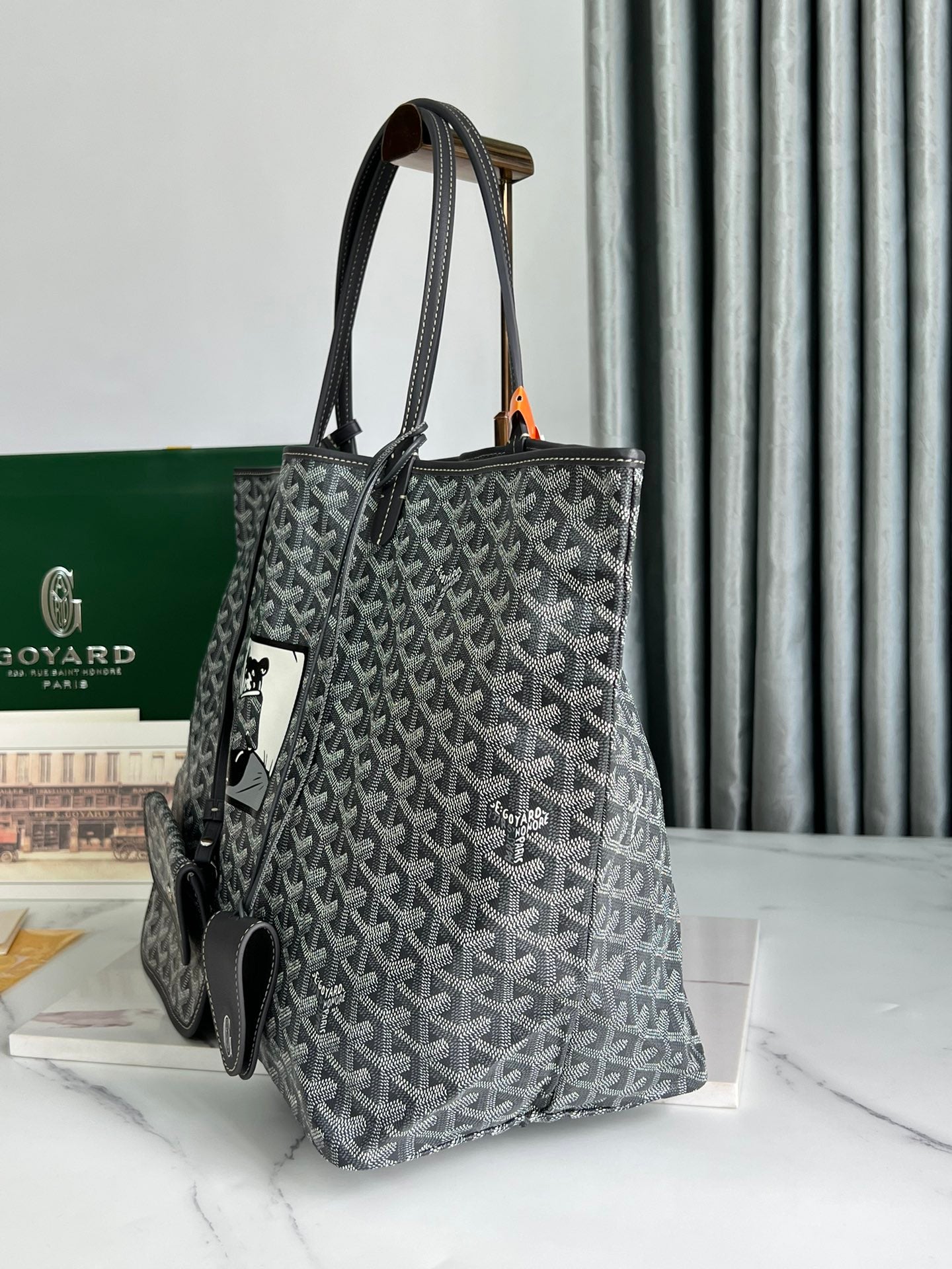 Goyard Hulot Saint Louis PM Bag 39cm Grey Canvas & Calfskin