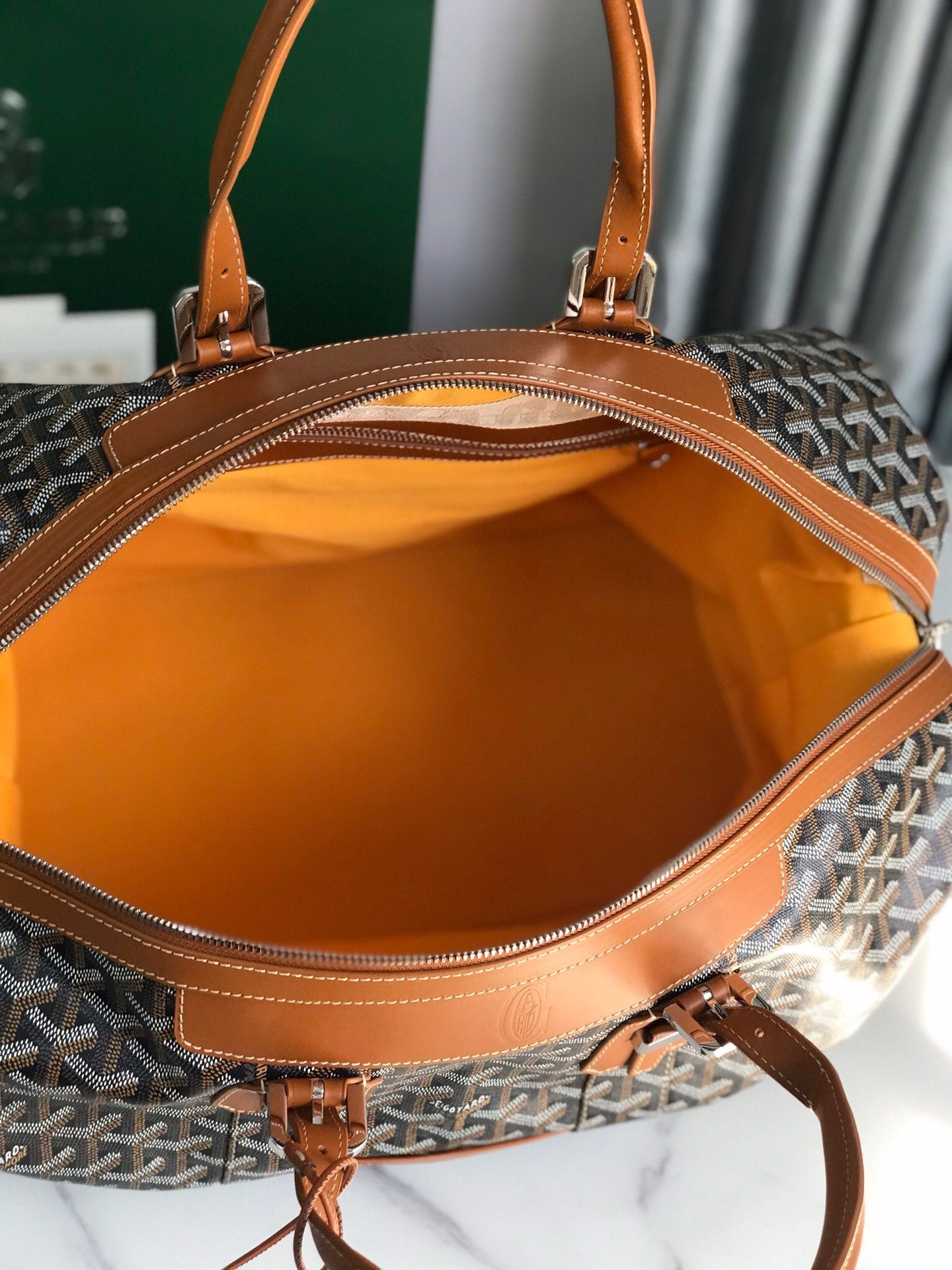 Goyard Boeing Travel Bag 45cm Black Tan Canvas & Calfskin