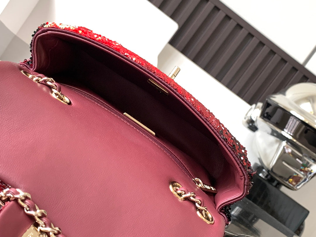 CC 26s Flap Bag Red Sequins 996774 GHW