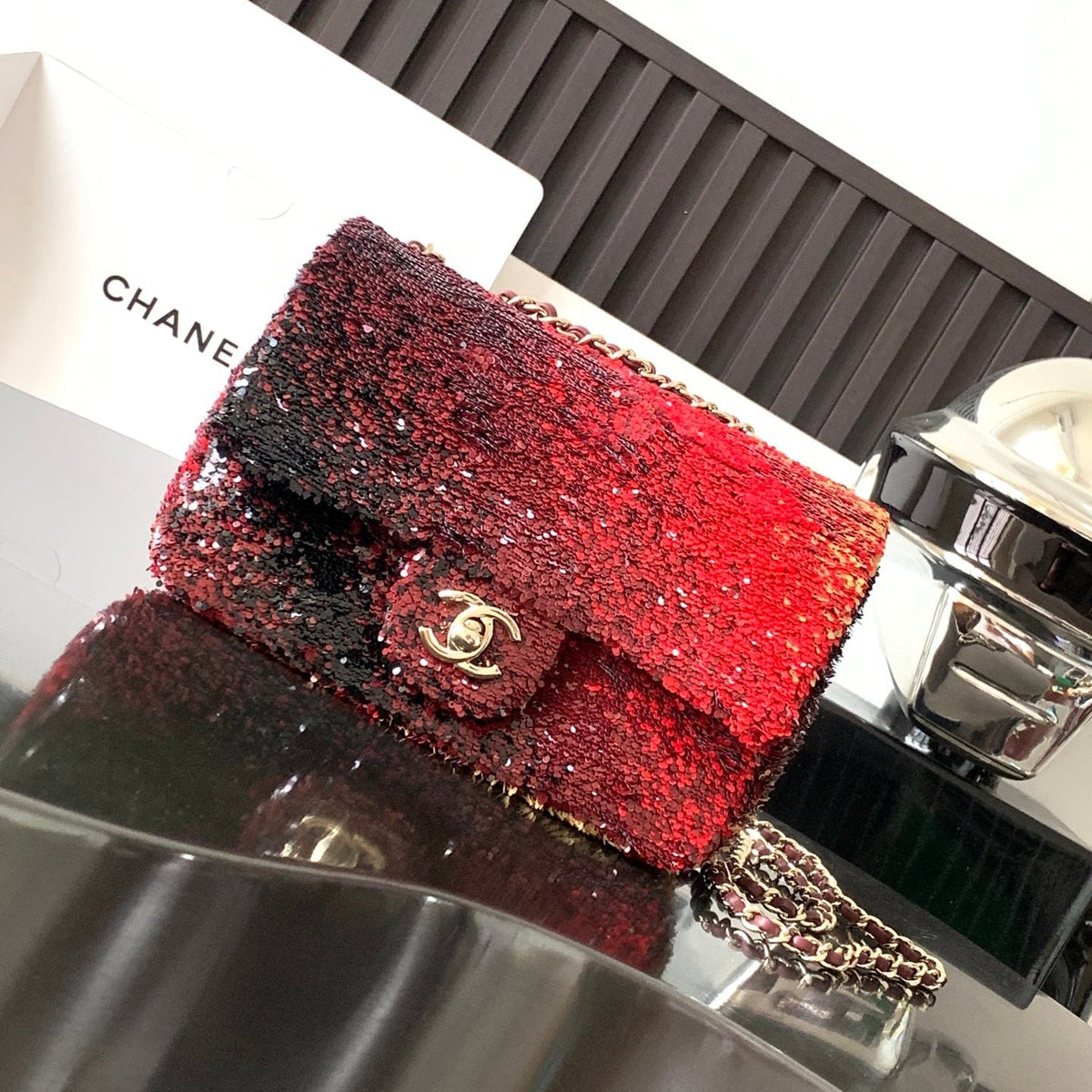 CC 26s Flap Bag Red Sequins 996774 GHW