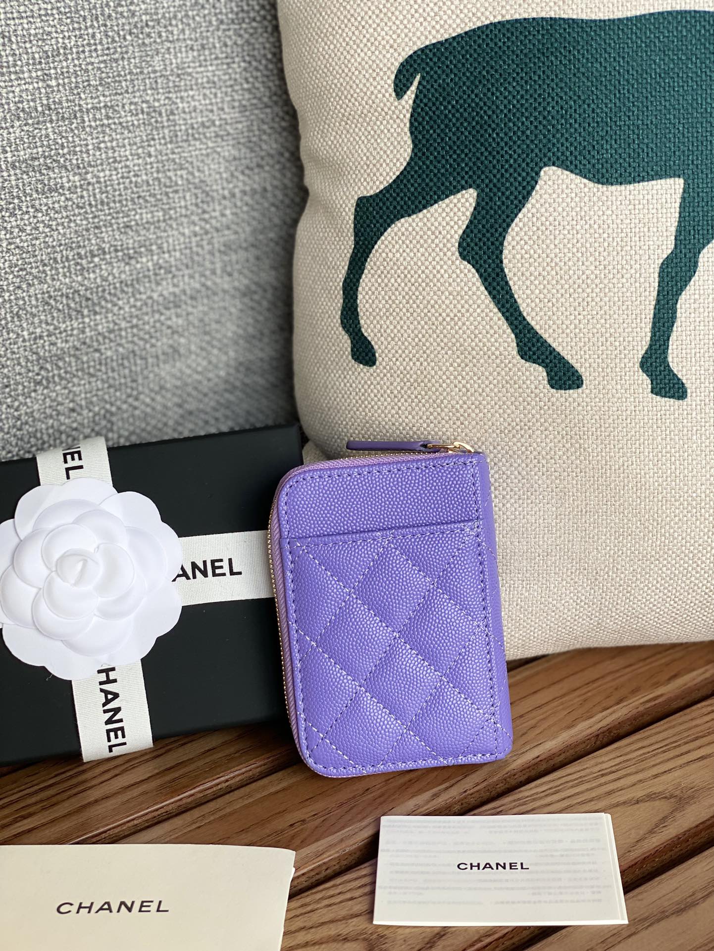 CC 22A Zippy Coin Purse Purple Caviar GHW 223900