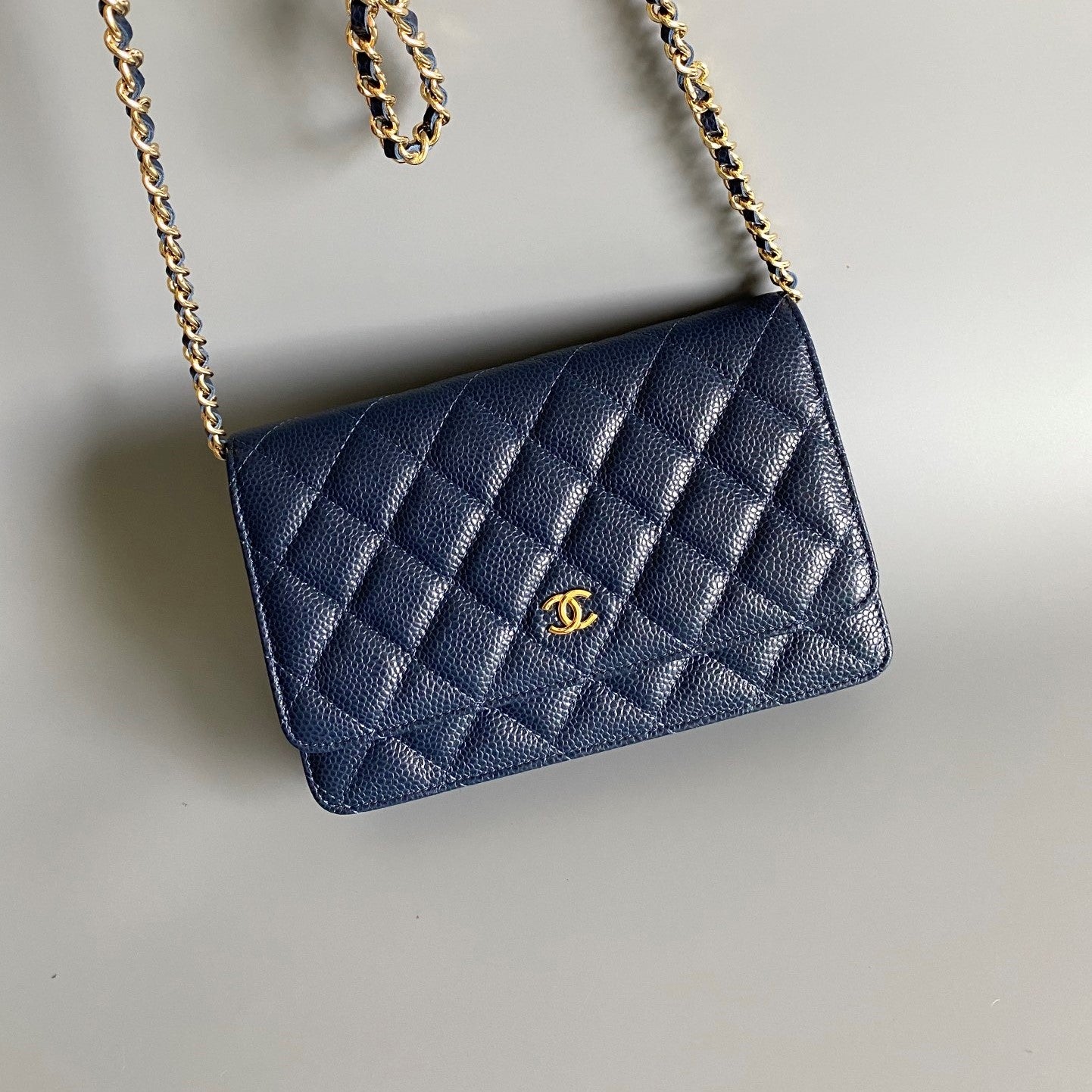 CC WOC Fortune Bag Navy Blue Quilted Caviar Leather 223295