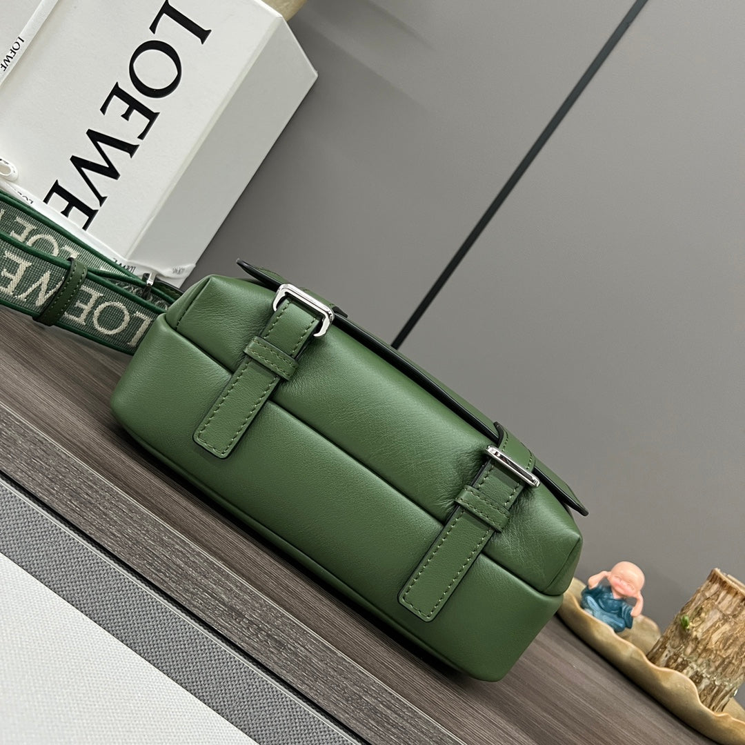 Loewe XS Military Messenger Bag 24.5 Olive Green Cowhide