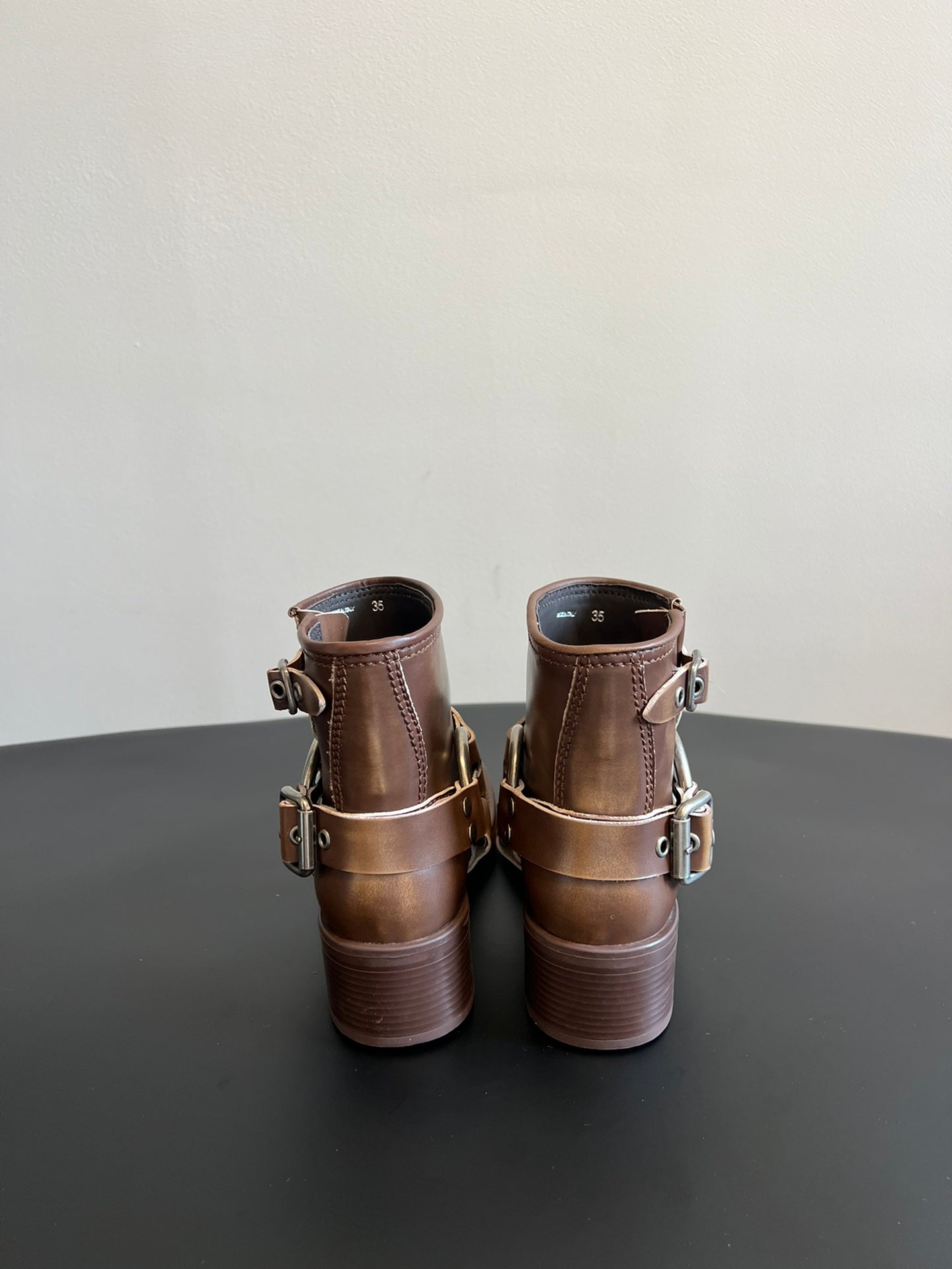 Miu 26s Ankle Boots In Brown Calfskin Silver Hardware
