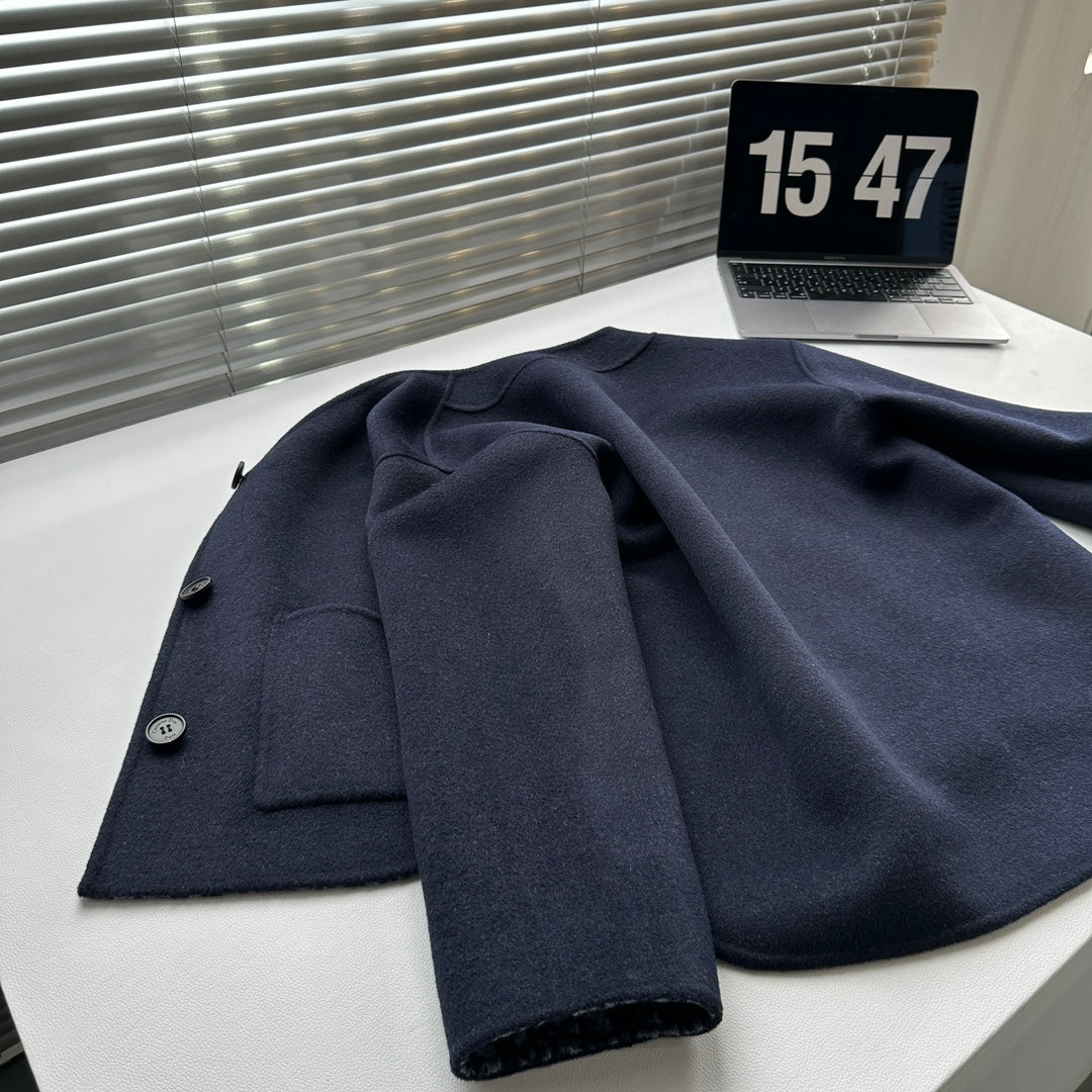 CD 26s V Neck Wool Jacket Navy Blue Oblique Wool 429346