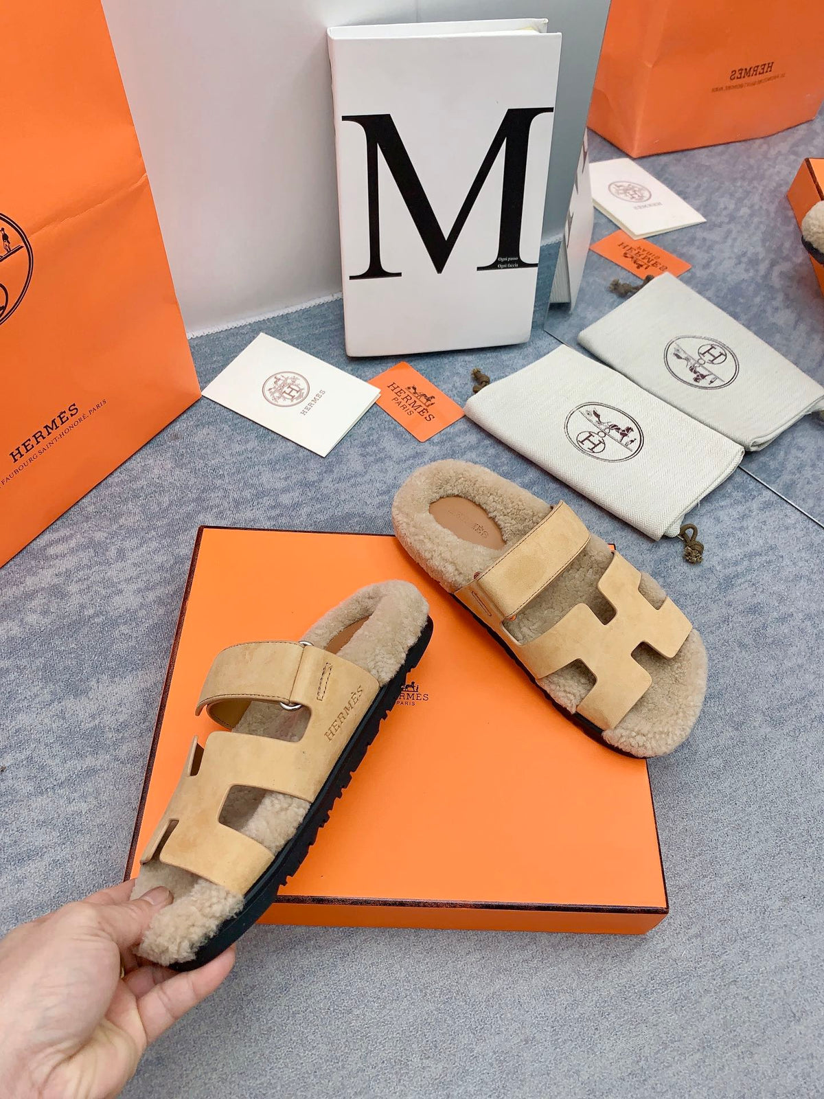 HM 26s Chypre Sandals Naturel Suede Shearling 160902