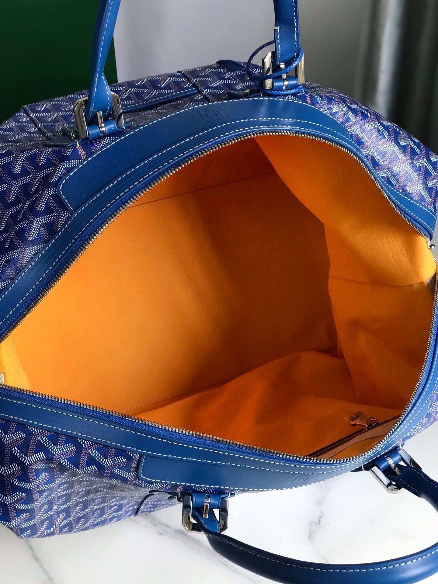Goyard Boeing Travel Bag 45cm Blue Canvas & Calfskin