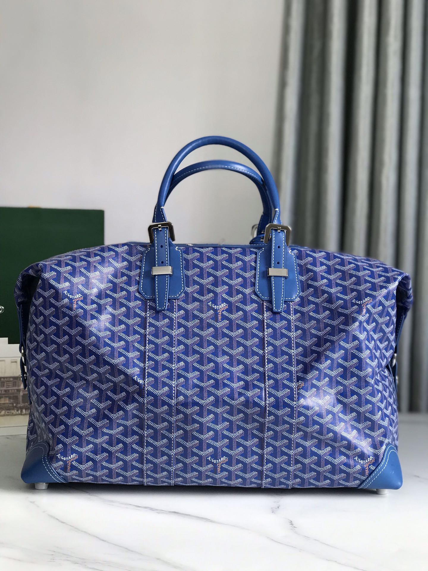 Goyard Boeing Travel Bag 45cm Blue Canvas & Calfskin