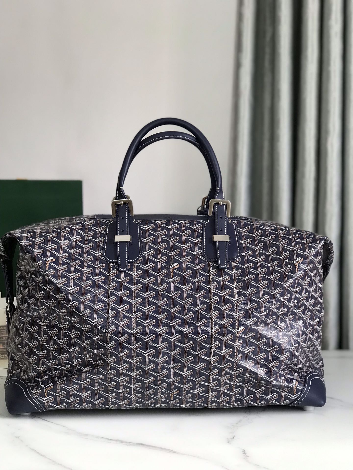 Goyard Boeing Travel Bag 45cm Navy Blue Canvas & Calfskin