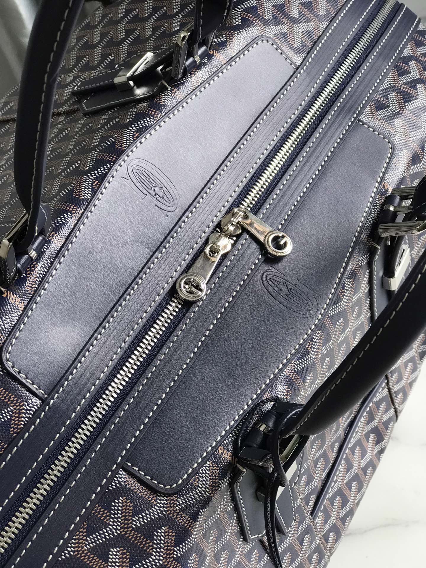 Goyard Boeing Travel Bag 45cm Navy Blue Canvas & Calfskin