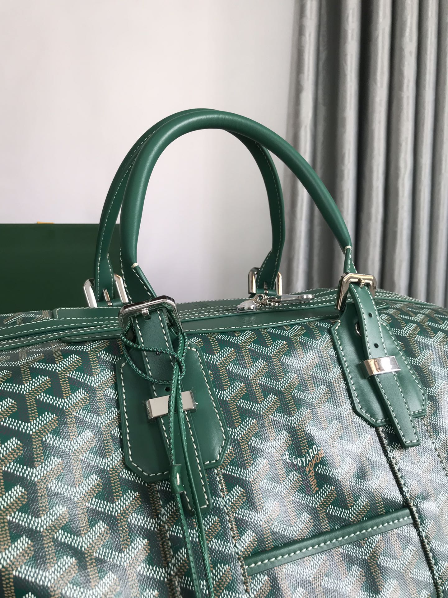 Goyard Boeing Travel Bag 45cm Green Canvas & Calfskin
