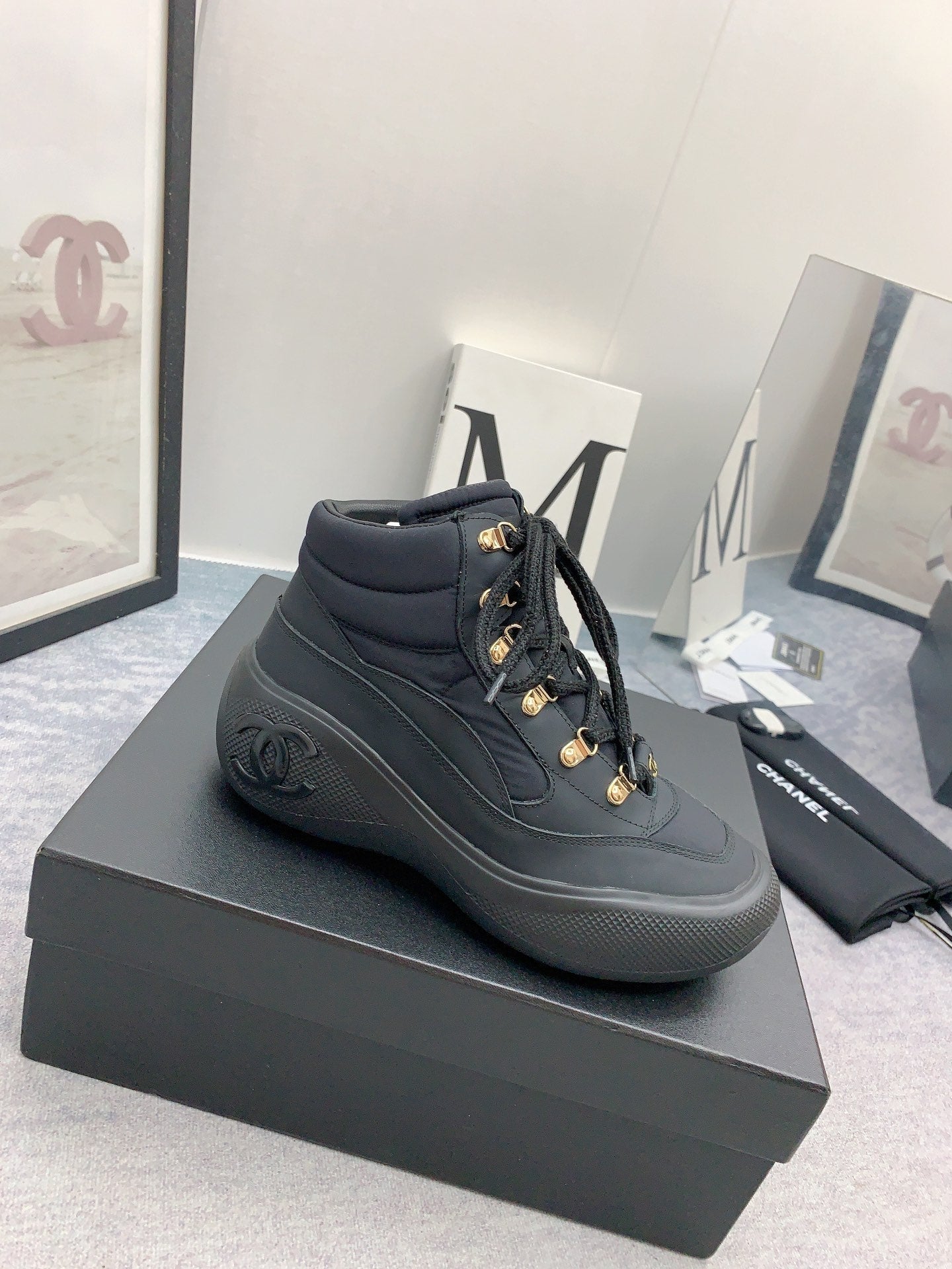 CC Sneaker Boots In Black Calfskin 148769