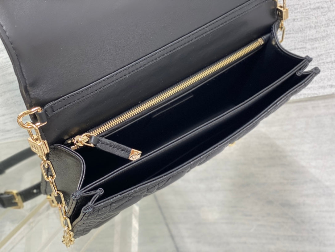 MY CD 24 TOP HANDLE BAG BLACK LAMBSKIN