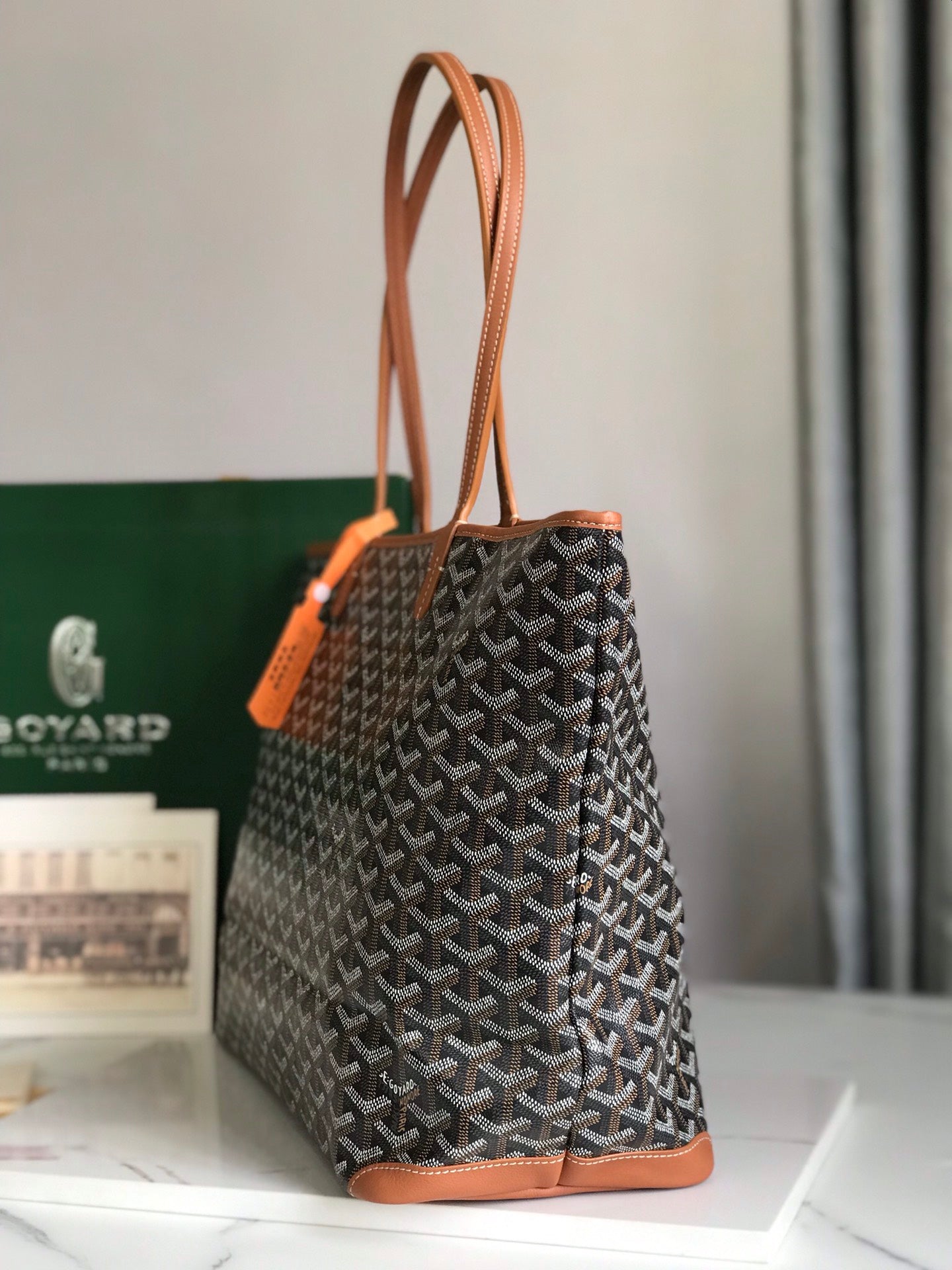 Goyard Artois PM Bag 35cm Black Tan Canvas & Calfskin