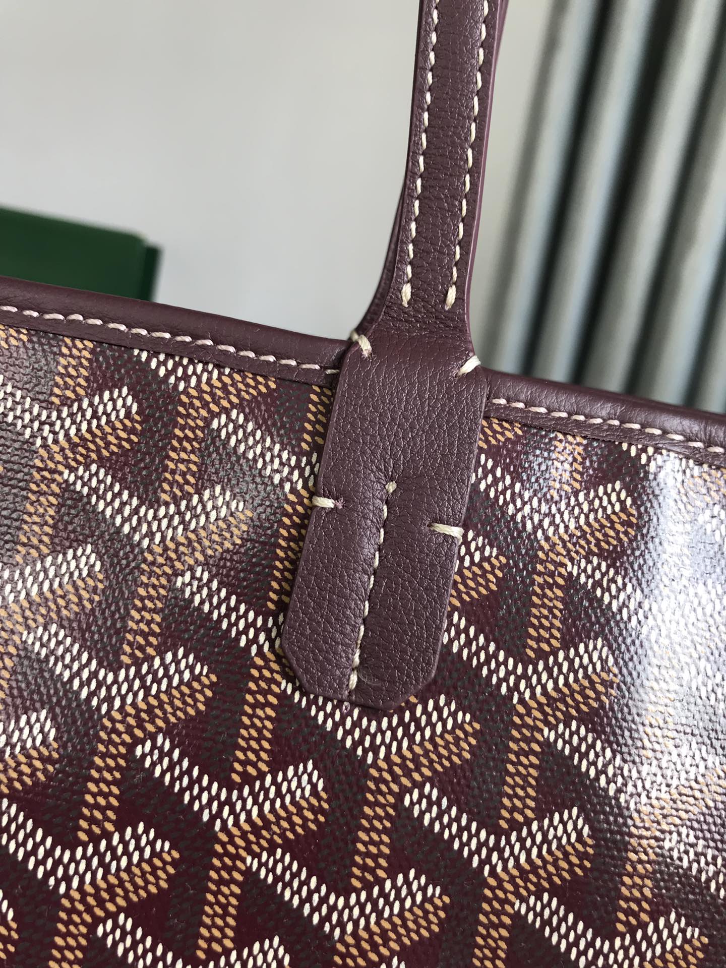 Goyard Artois PM Bag 35cm Burgundy Canvas & Calfskin