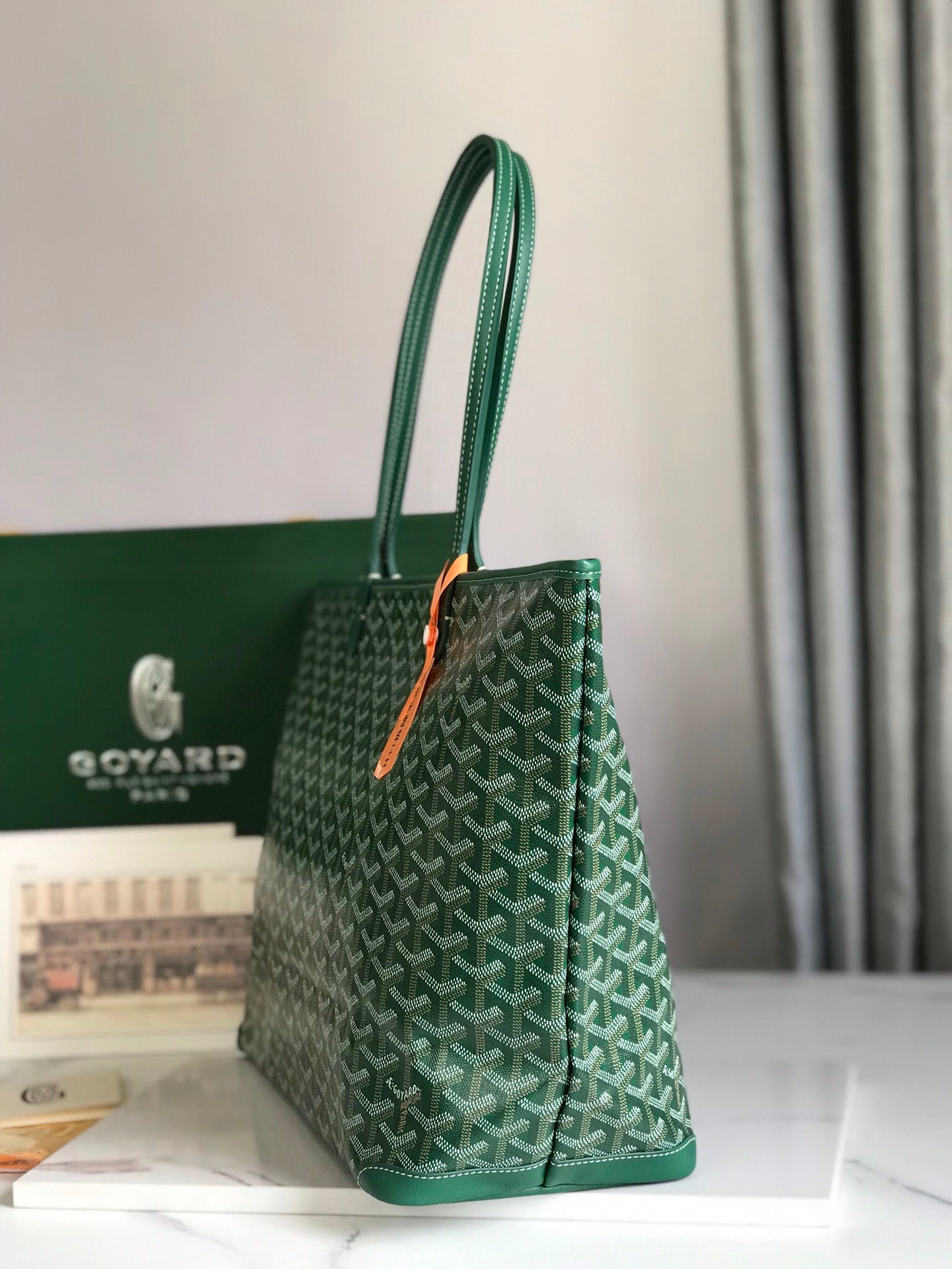 Goyard Artois PM Bag 35cm Green Canvas & Calfskin