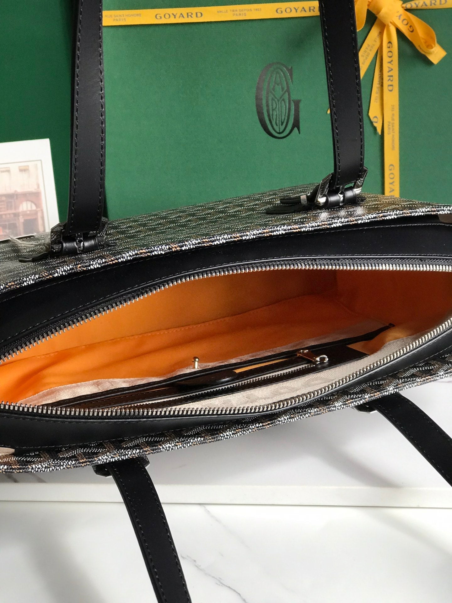 Goyard Okinawa PM Bag 35.5cm Black Canvas&Calfskin