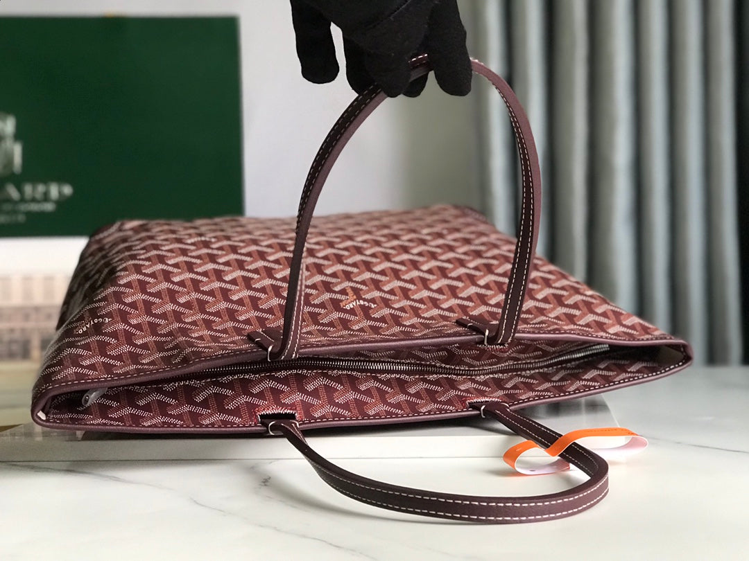 Goyard Artois Bag 30cm Burgundy Canvas & Calfskin