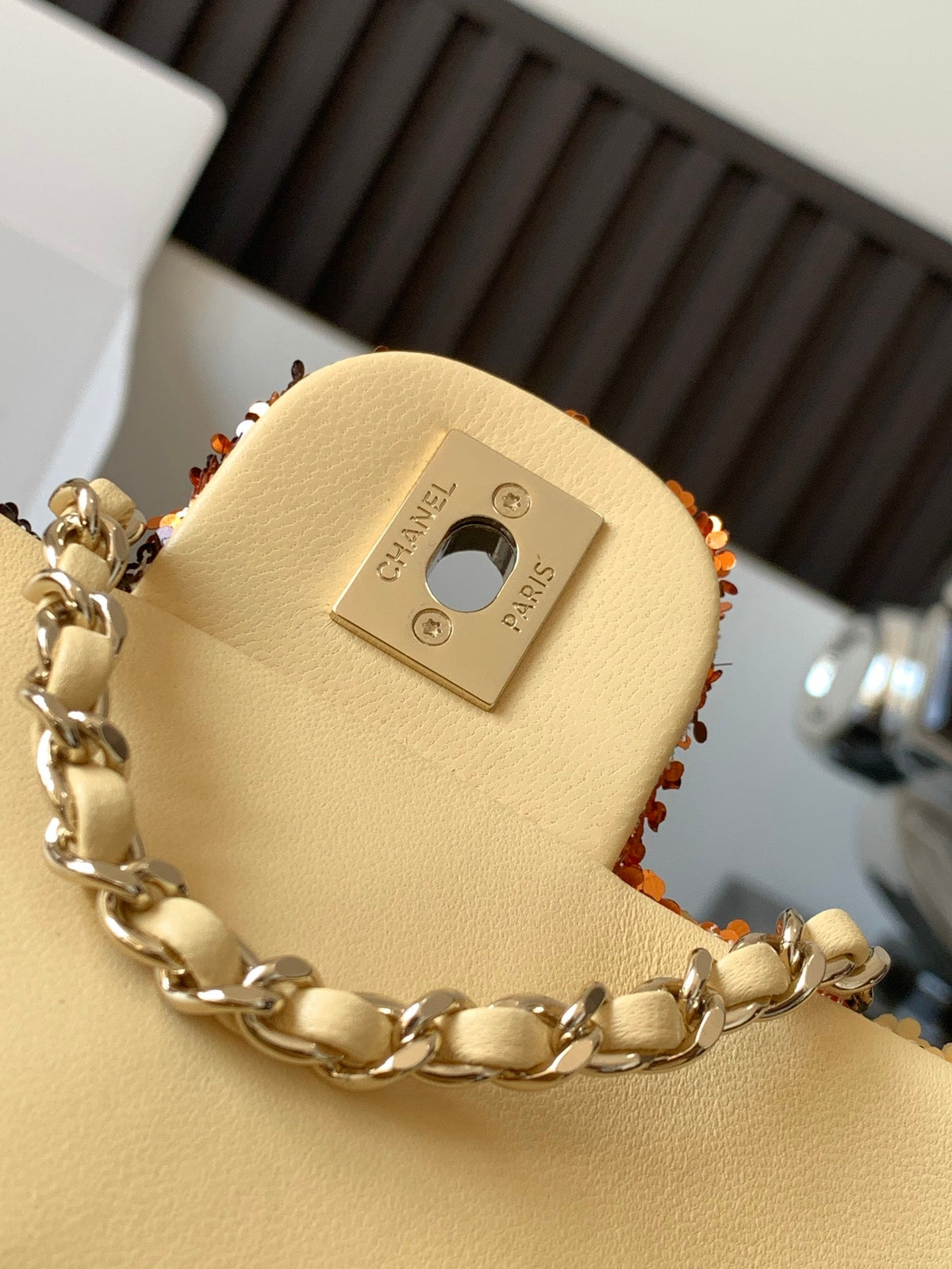 CC 26s Flap Bag Autumn Gold Sequins 996773 GHW