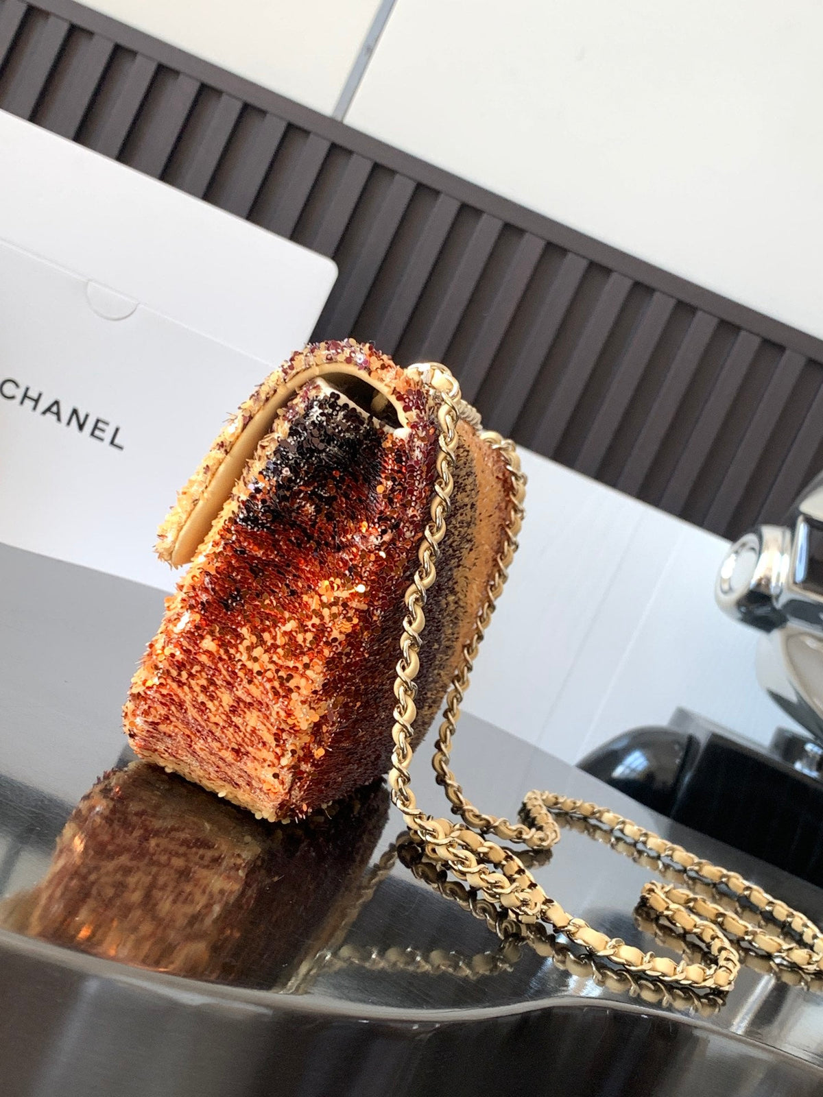 CC 26s Flap Bag Autumn Gold Sequins 996773 GHW