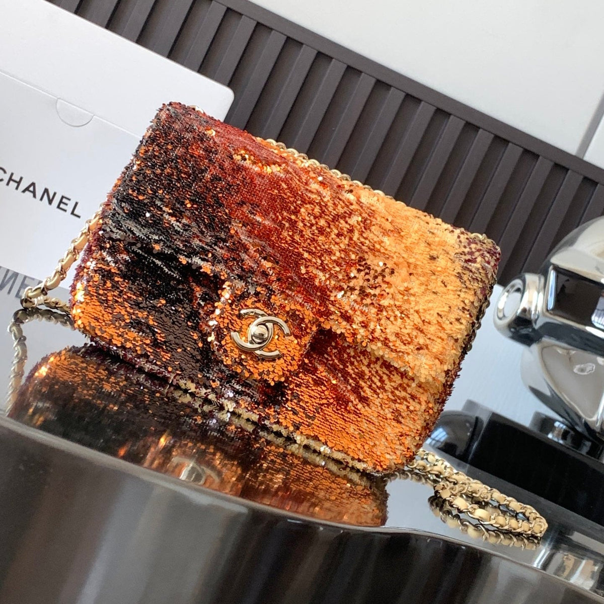CC 26s Flap Bag Autumn Gold Sequins 996773 GHW