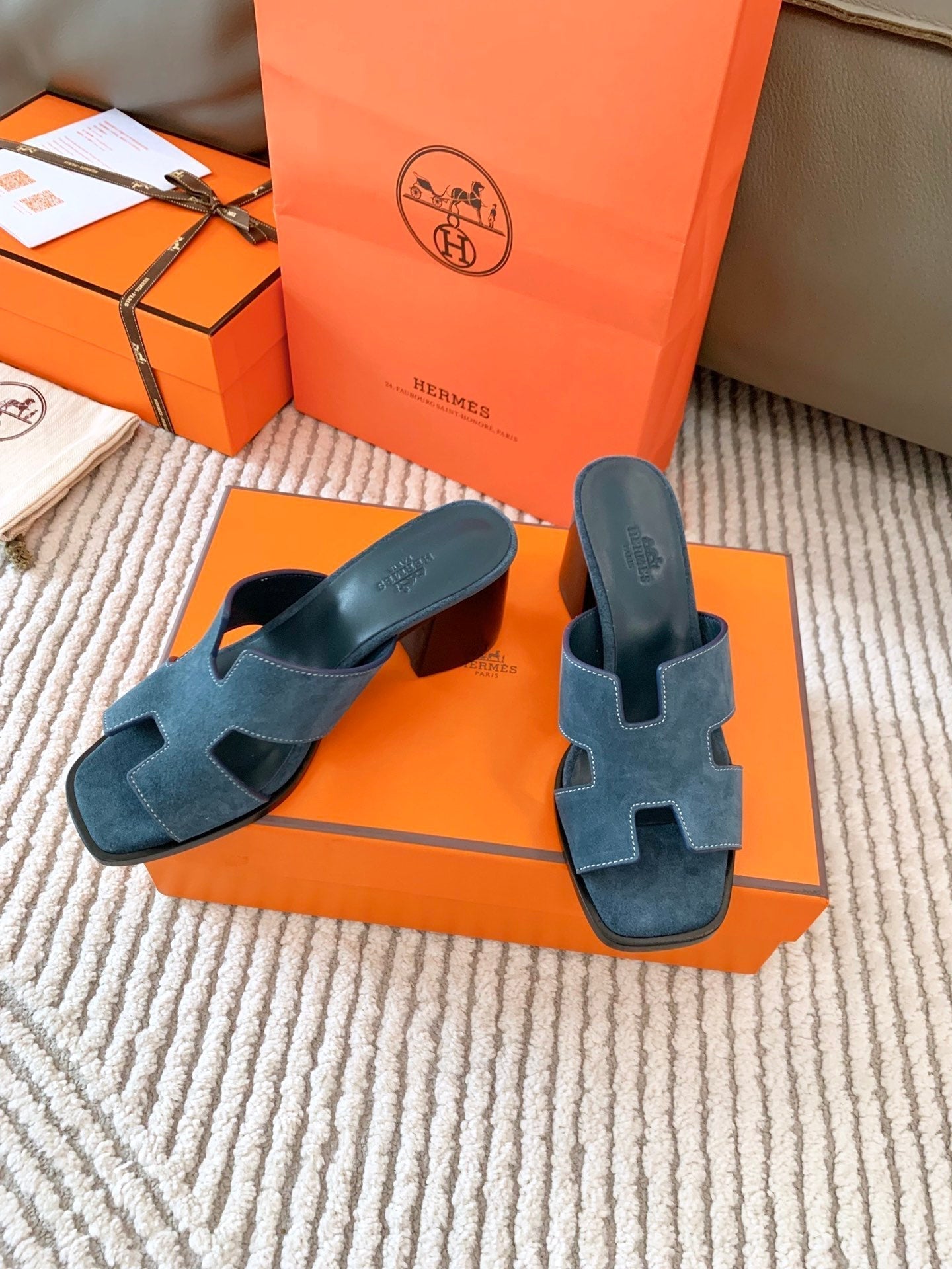 HM Helia 60 Sandal Dark Blue Suede 963256