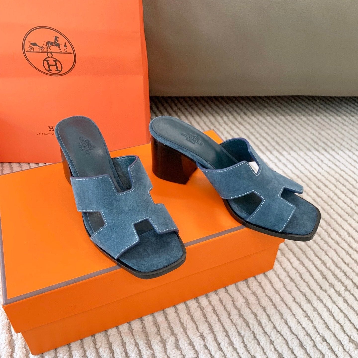 HM Helia 60 Sandal Dark Blue Suede 963256