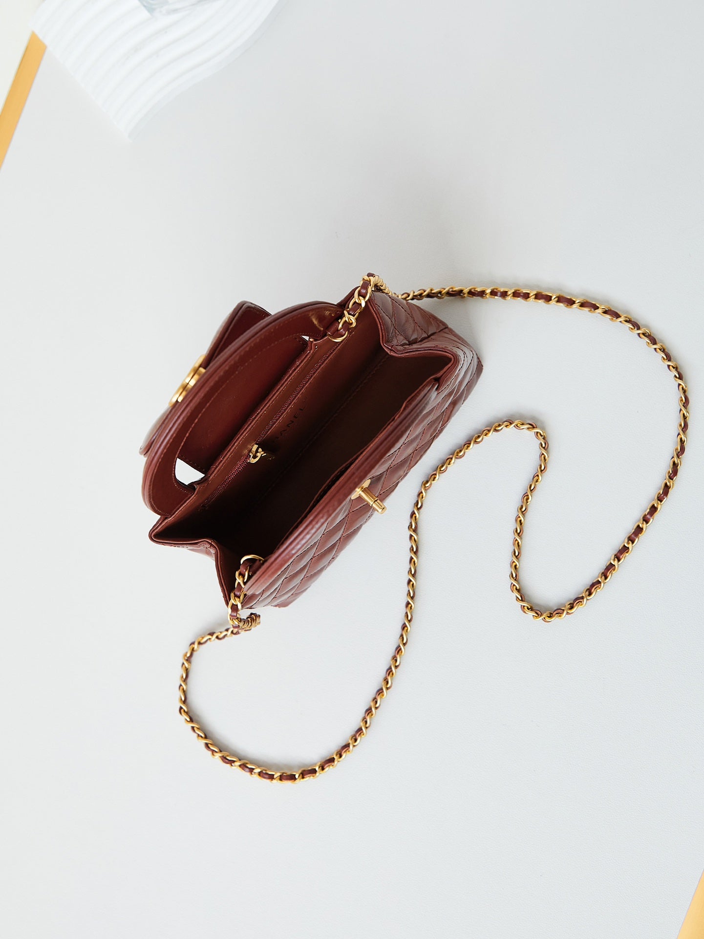 cc 24a nano 19cm kelly shopper bag burgundy lambskin