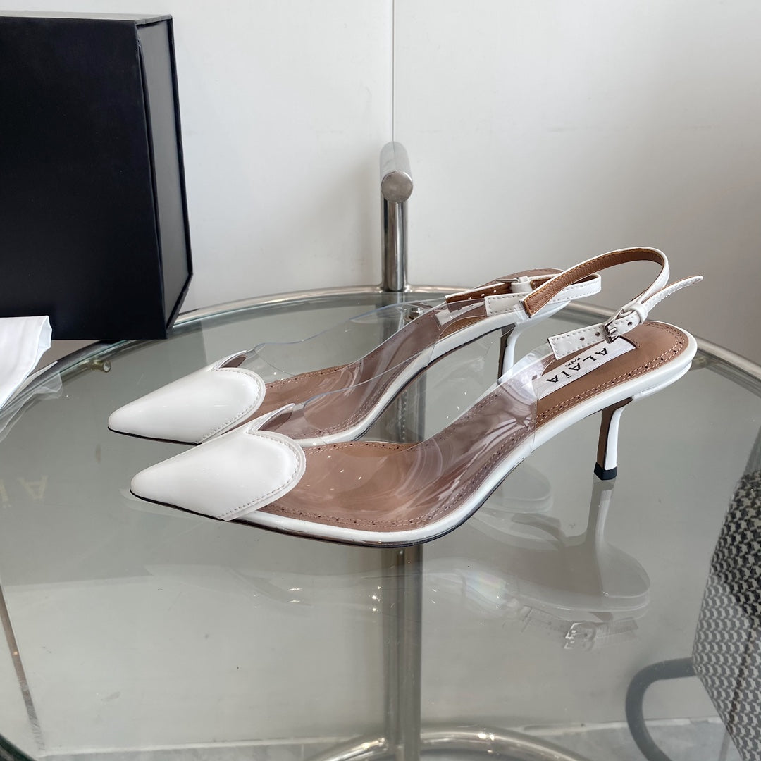 alaia slingbacks 60 optic white heart lambskin